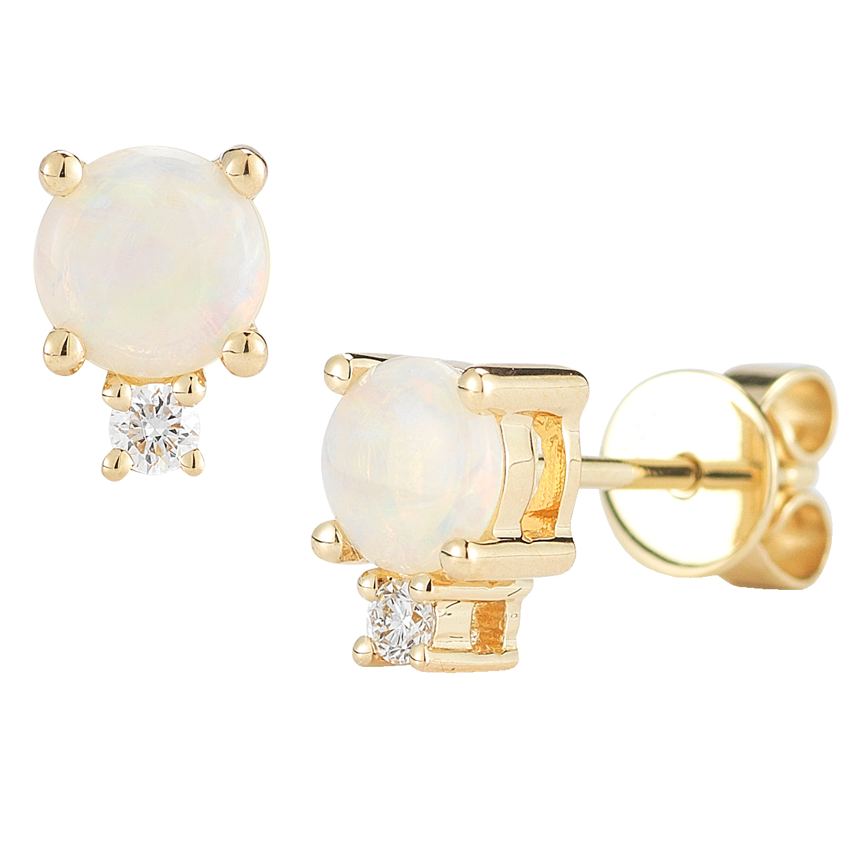 Opal & Diamond Earrings 14kt Yellow Gold