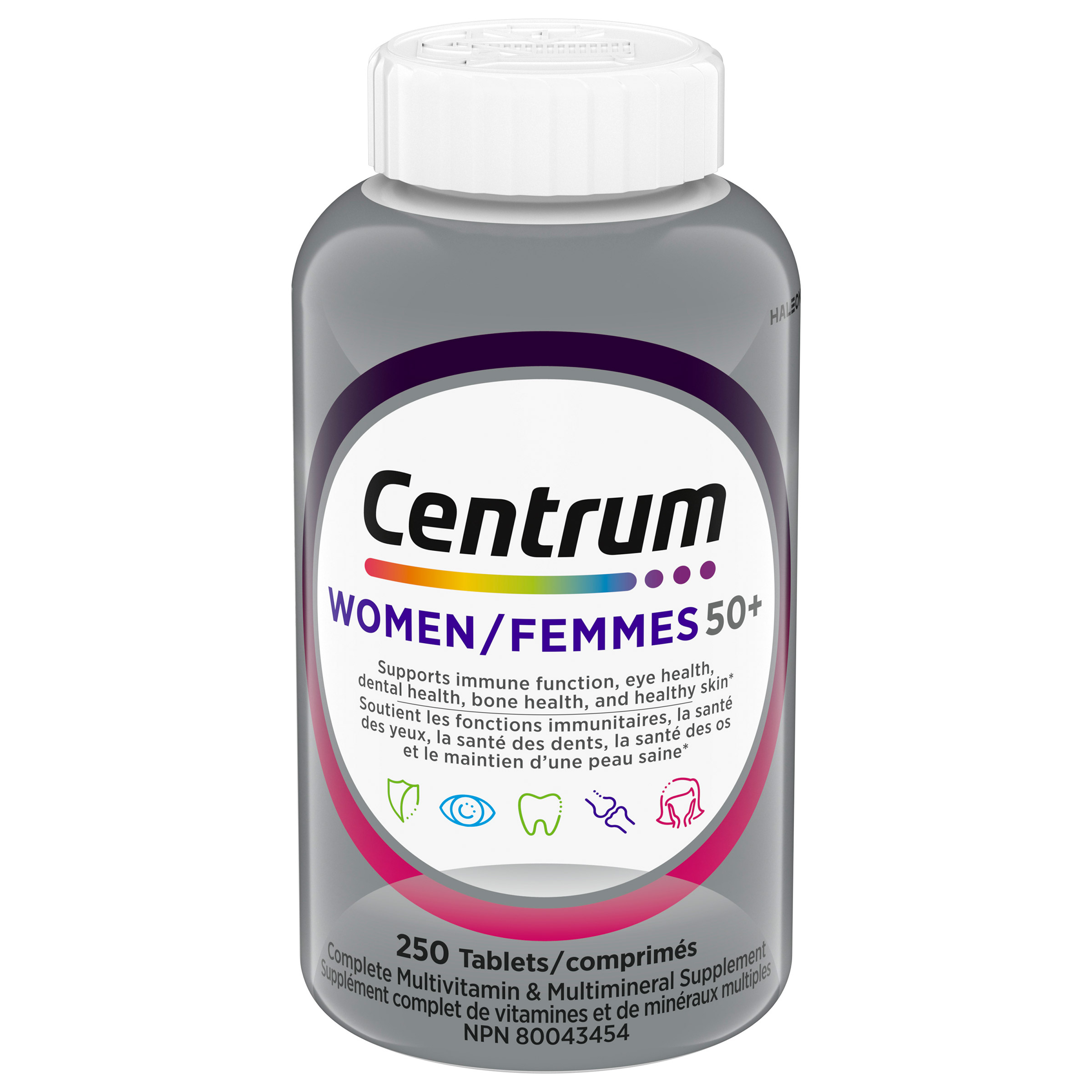 Centrum – Supplément complet de vitamines et de minéraux  pour femme de 50+ -  250 comprimés