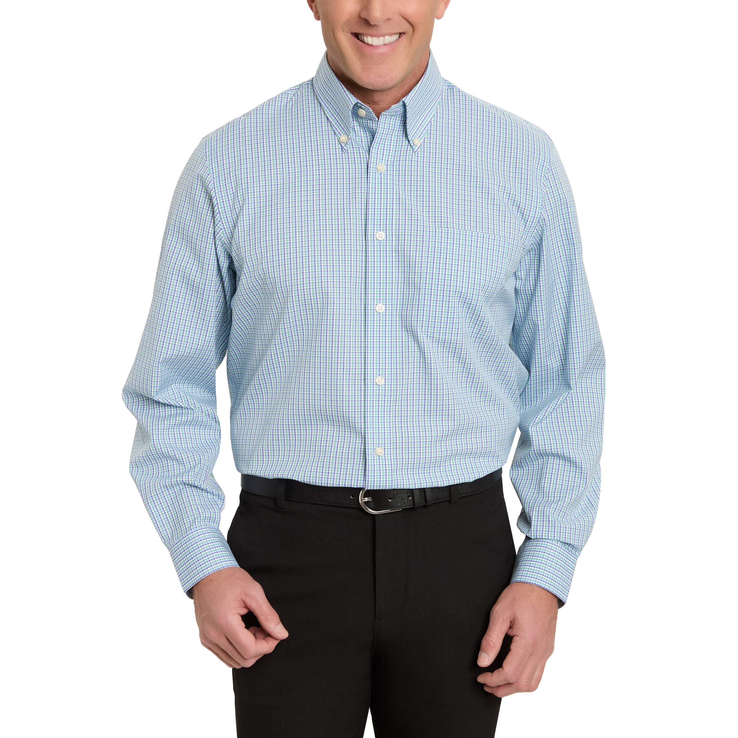 Kirkland Signature Men’s Traditional Fit Dress Shirt  Blue Green Check