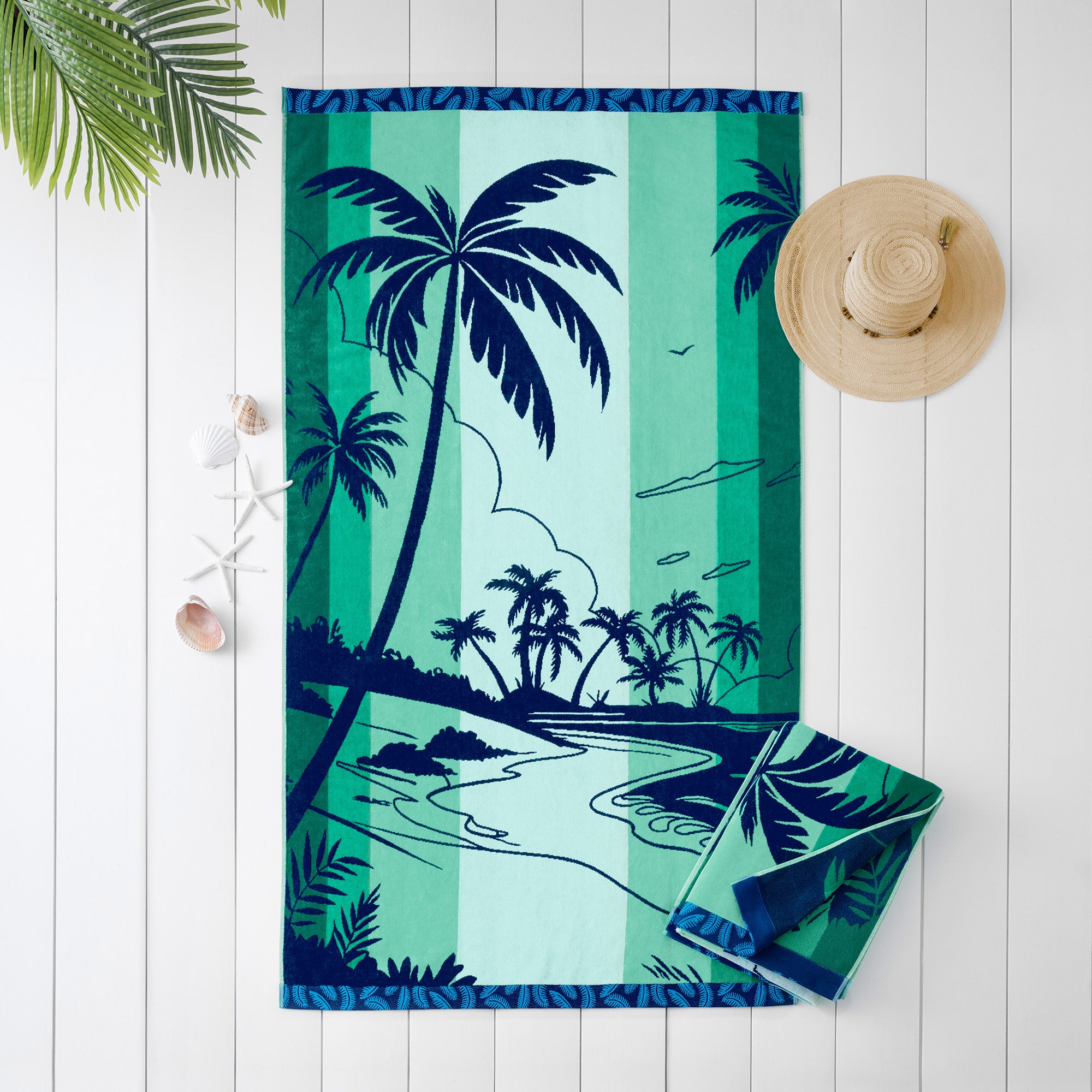 Reversible Jacquard Beach Towel, 2-pack