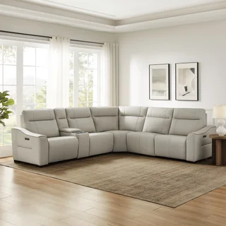 Monica Leather Power Reclining Sectional with Power Headrests
