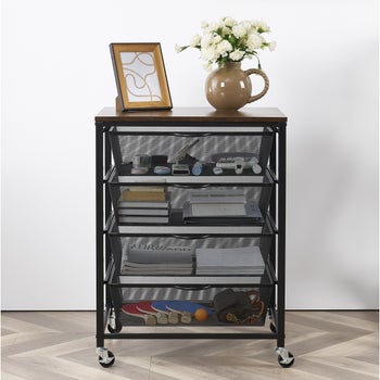 ORE International 6 Drawers Cheetah Print Wheeled Metal Cart ORE International 6 Drawers Cheetah Print Wheeled Metal Cart
