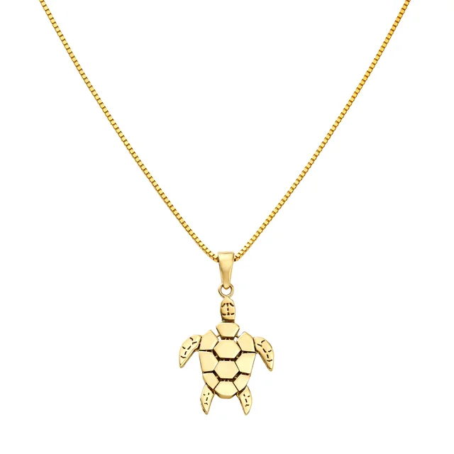 14kt Yellow Gold Mosaic Turtle Pendant