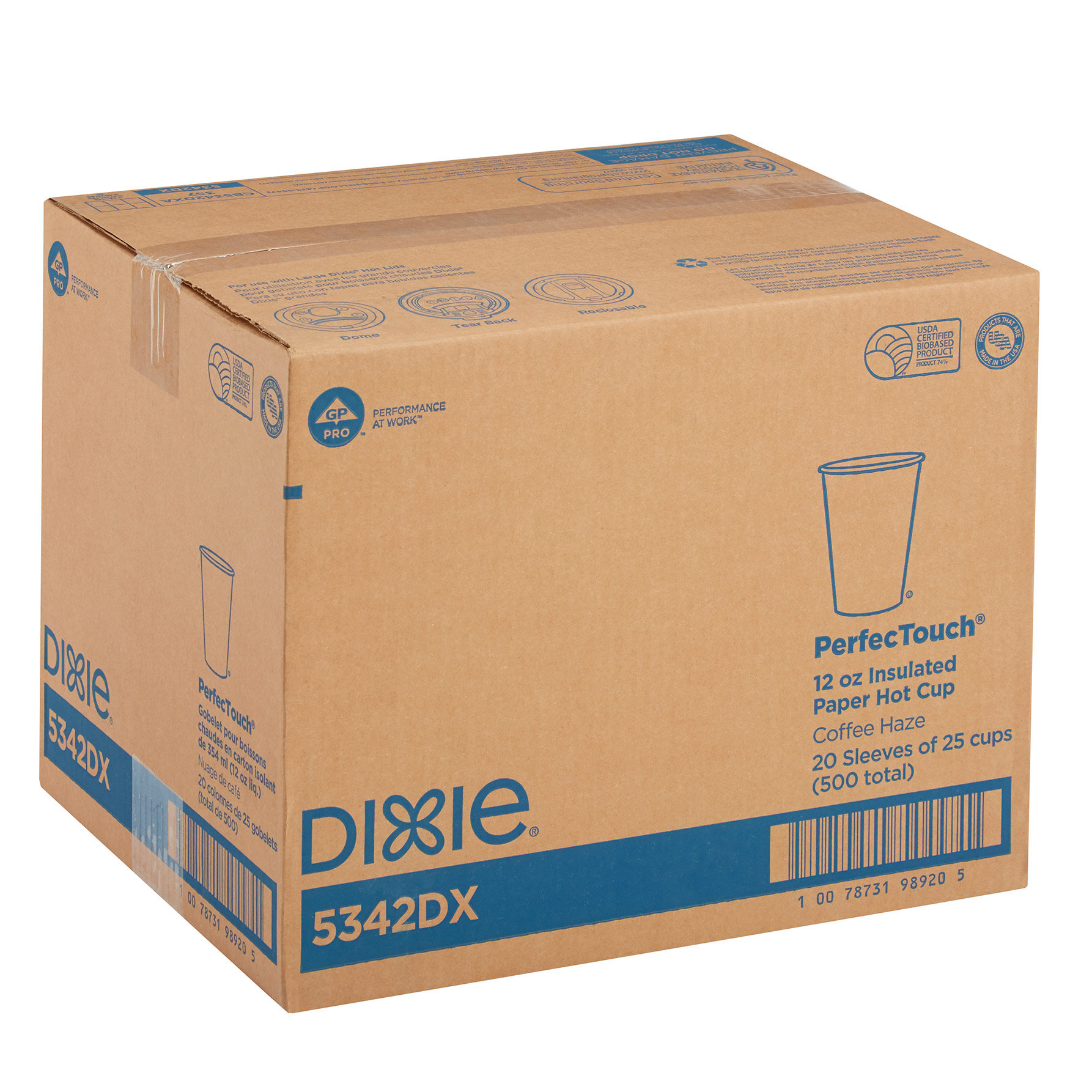 Dixie PerfecTouch 12 oz Paper Hot Cup  500-count