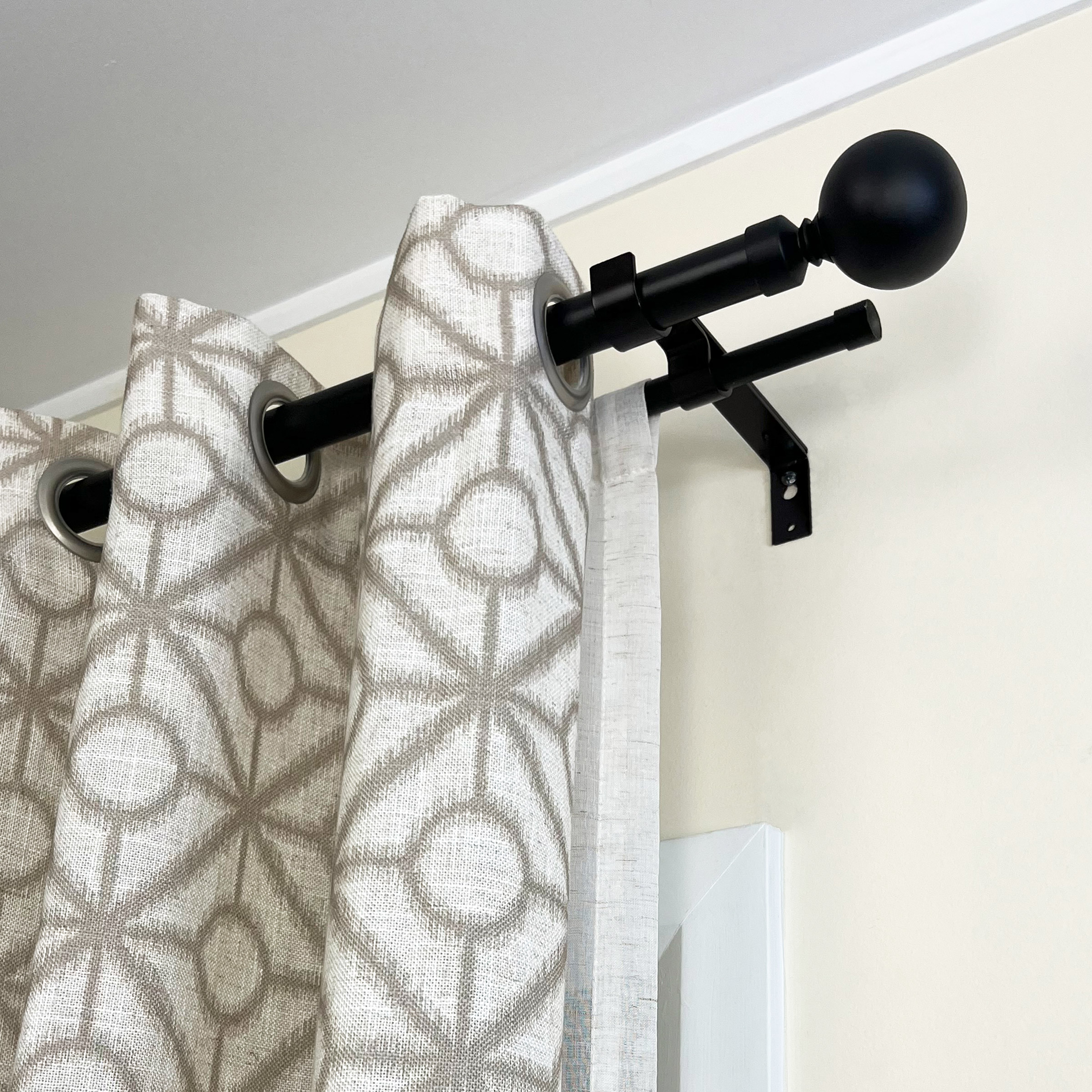 Versailles Imperial Ball Finial Double Curtain Rod Set