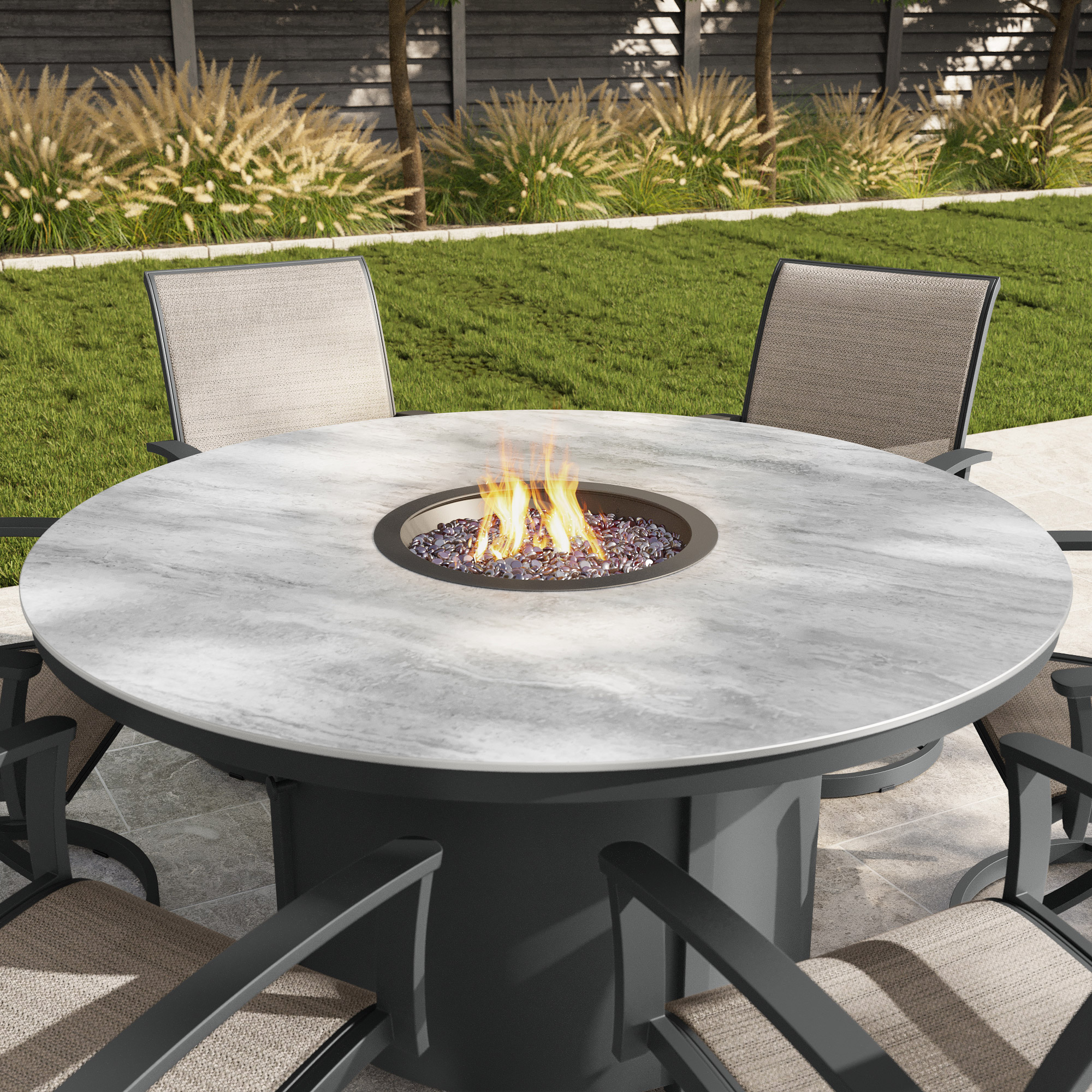 Agio Clearfield 7-piece Sling Fire Outdoor Patio Dining Set | Costco
