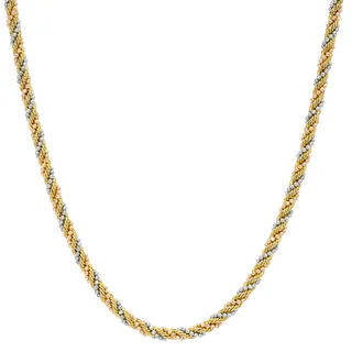 14KT TRI COLOR GOLD 3MM ROPE NECKLACE 18" MADE IN ITALY