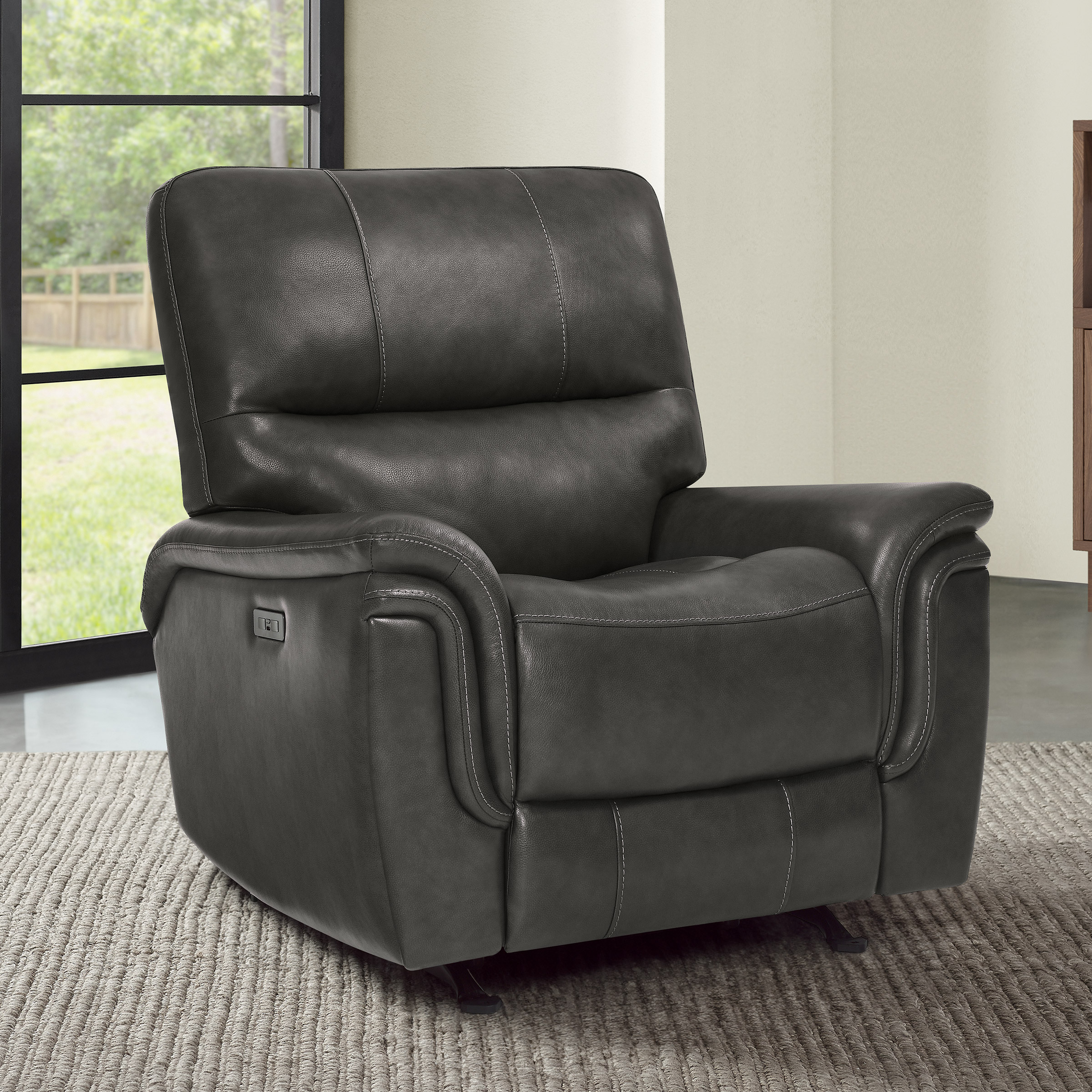 BarcaLounger Top-grain Leather Power Rocker Recliner