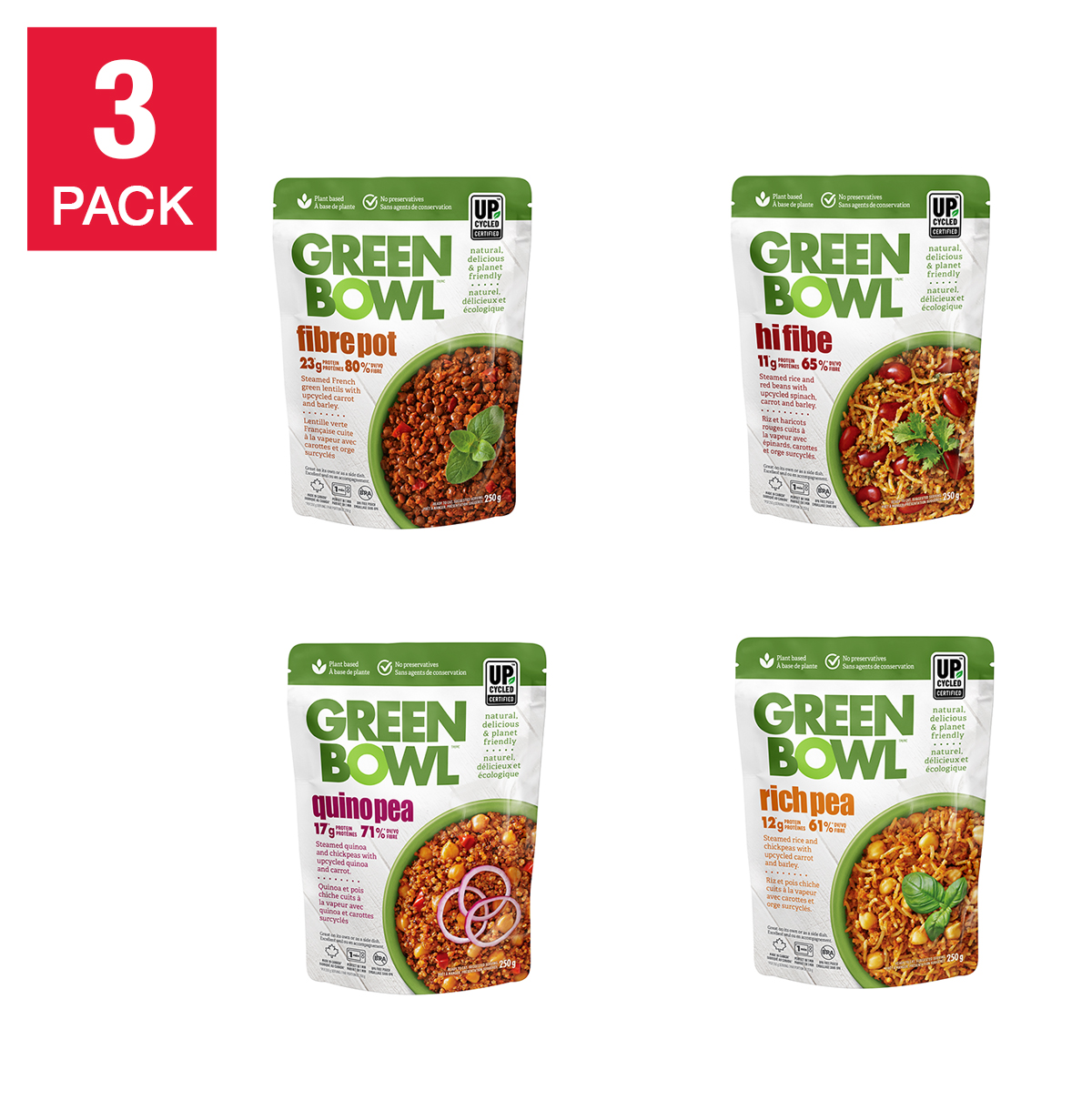 Green Bowl Vegan Meal Variety Pack, 12 × 250 g