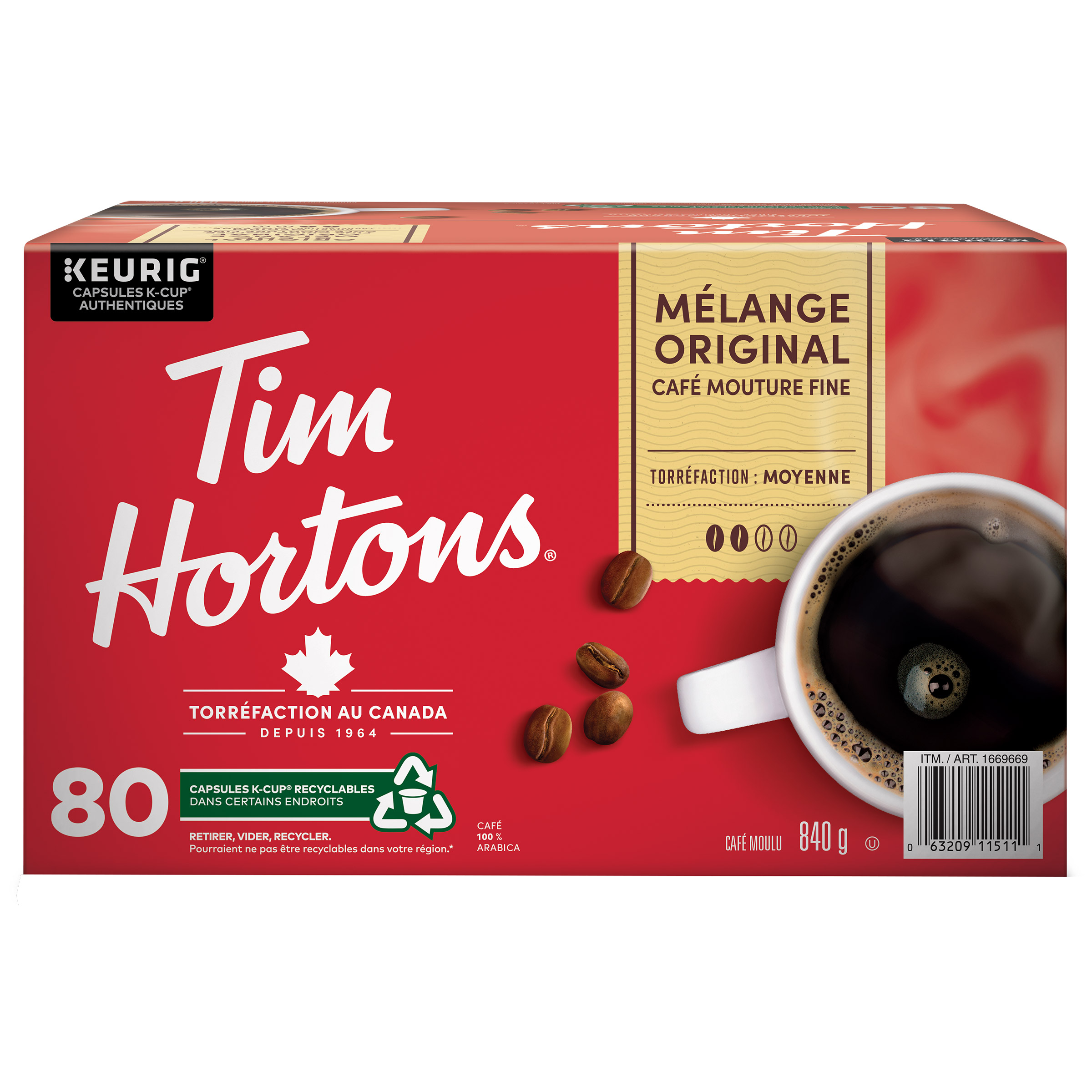 Tim Hortons - Boite de 80 godets K-Cup à usage unique 
