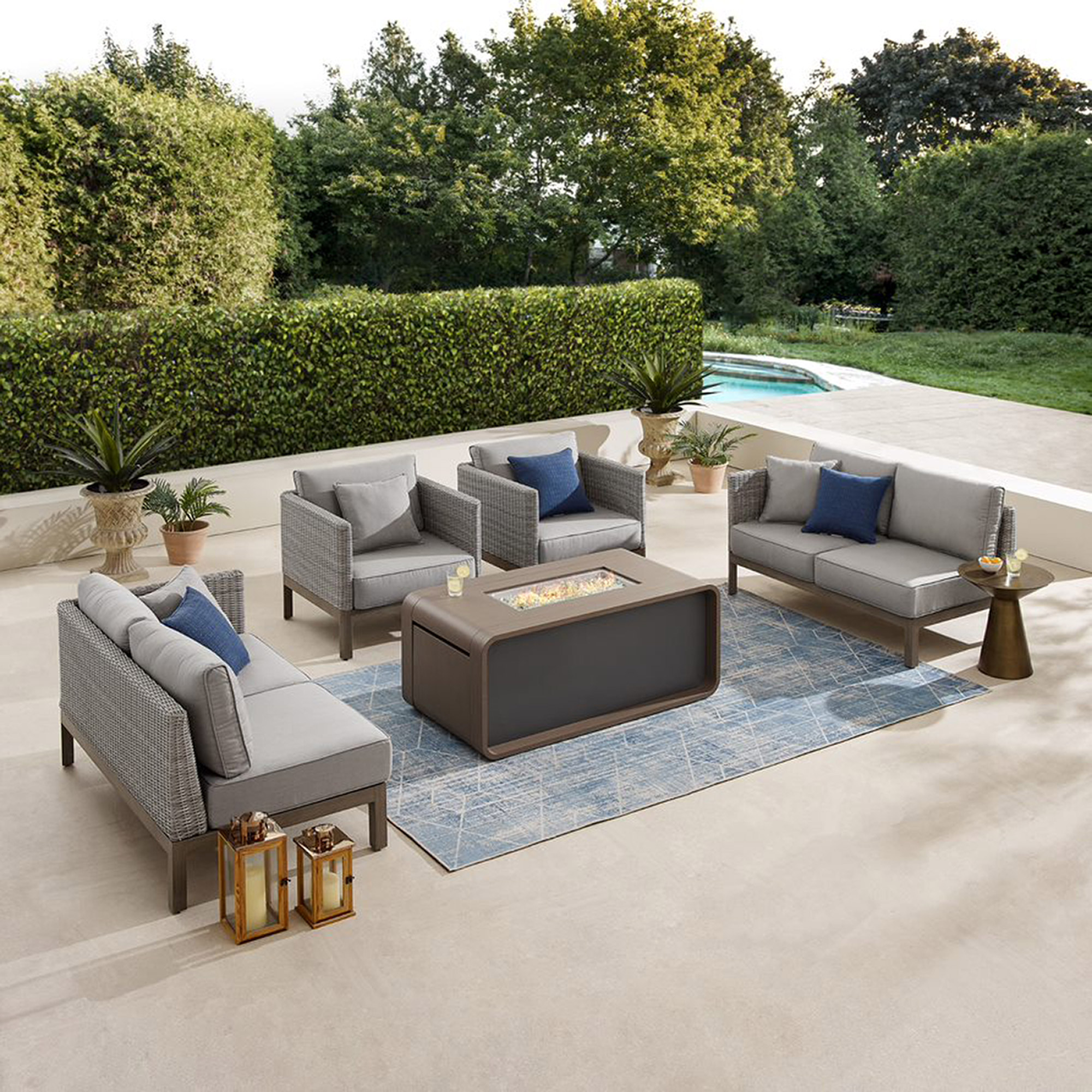 Sirio Palermo 5-piece Fire Outdoor Patio Seating Set