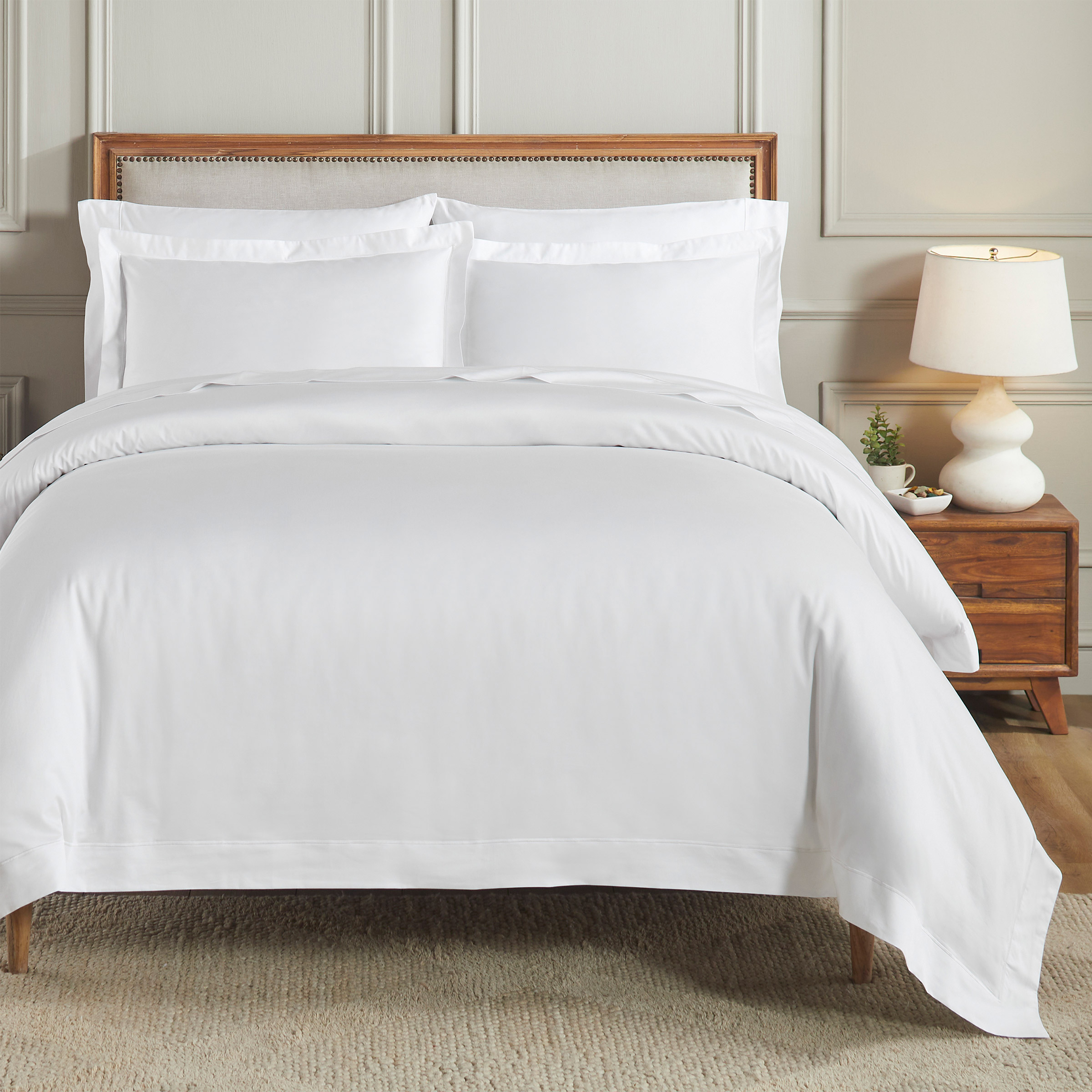 Parure de lit 3 pièces de luxe 100 % coton égyptien 800 fils, convient aux matelas jusqu'à 38,1 cm de profondeur (203,2 cm de diamètre), bleu clair uni