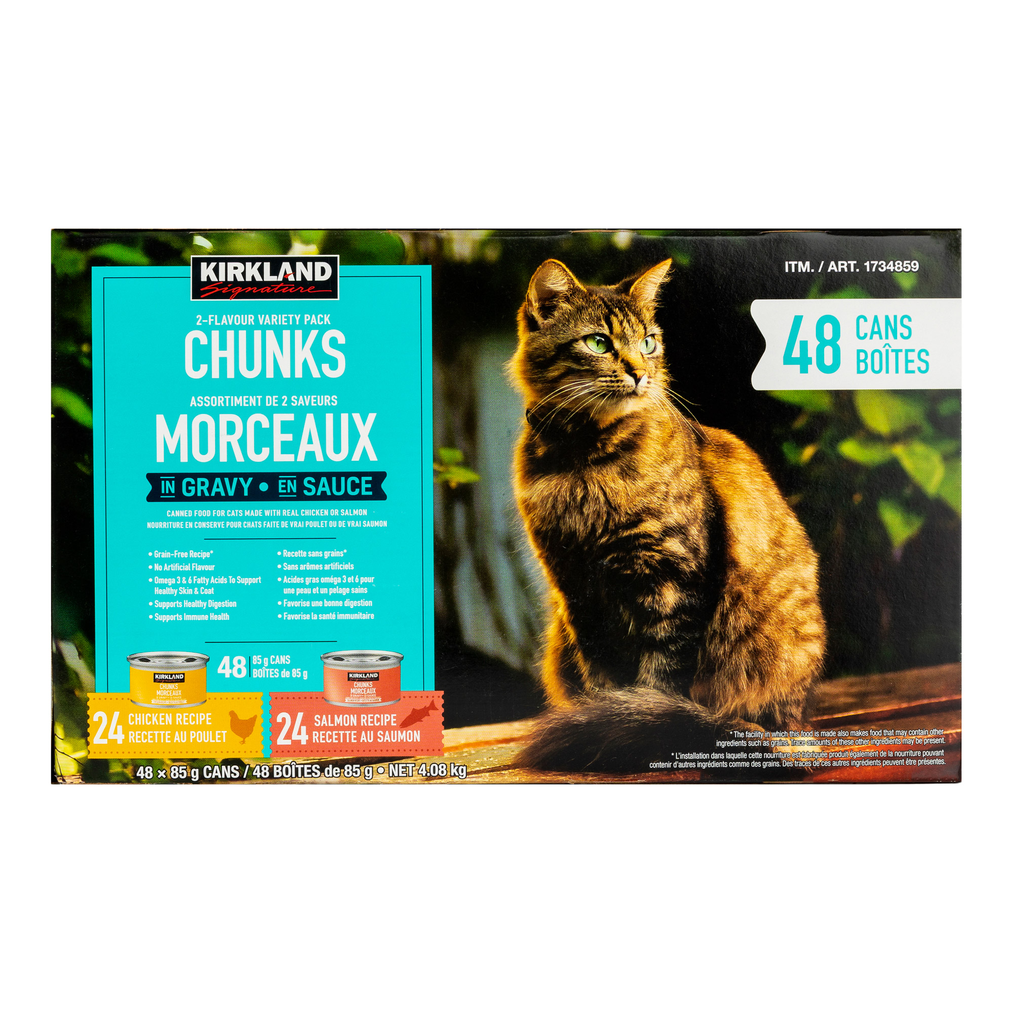 Kirkland Signature Chunks in Gravy, Canned Cat Food Variety Pack, 48 x 85 g