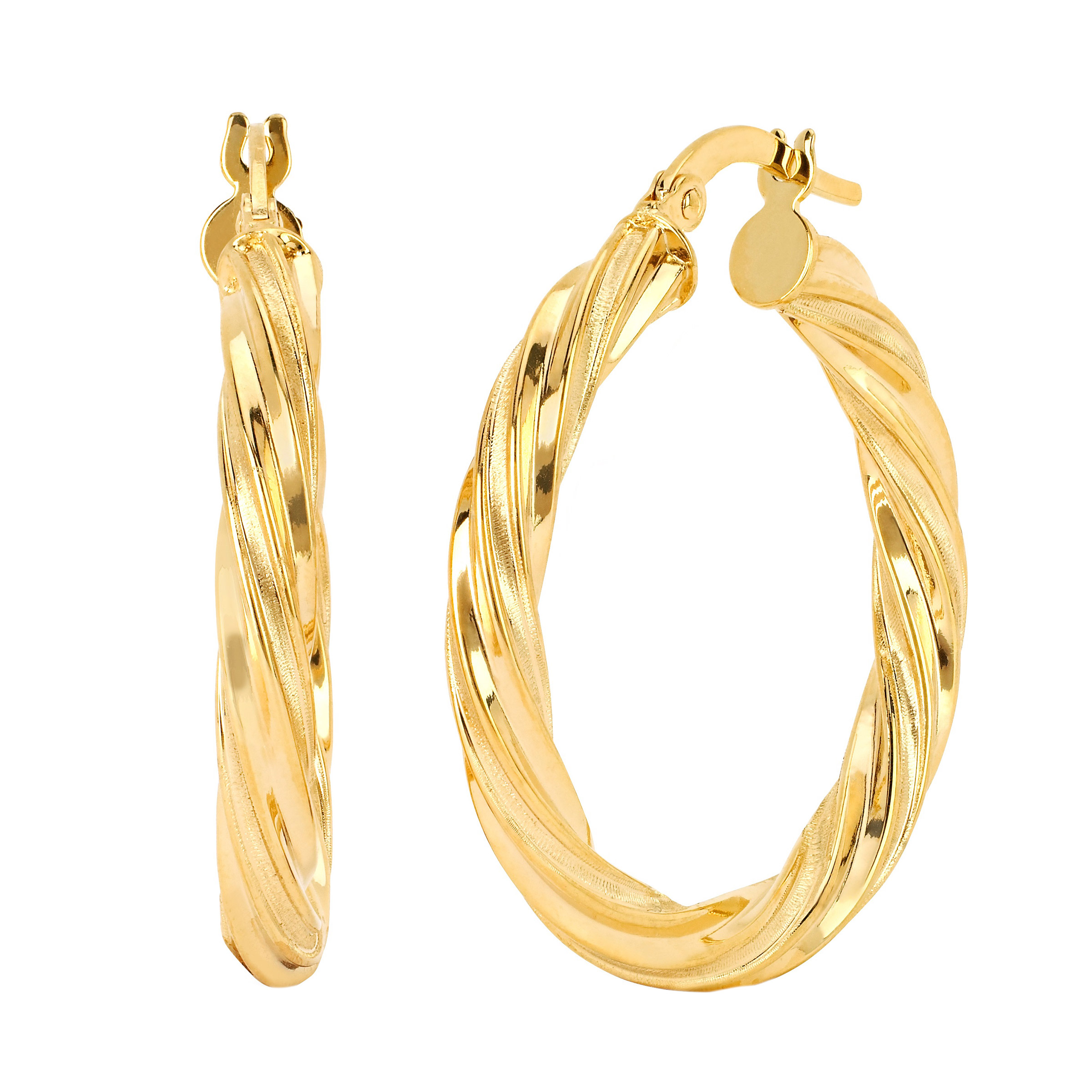 High Polish Twisted Hoop Earrings in 18-kt Yellow Gold