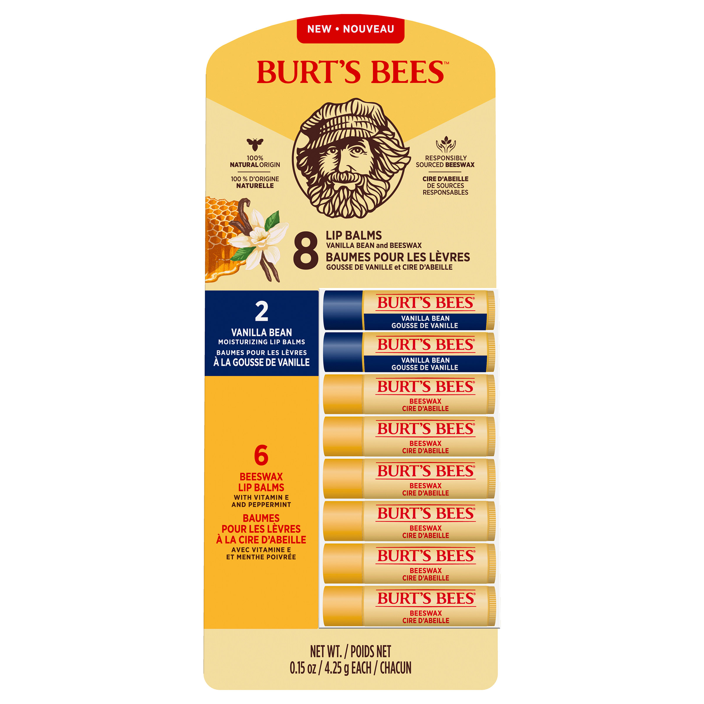 Burt’s Bees 100% Natural Moisturizing Lip Balm, pack of 8