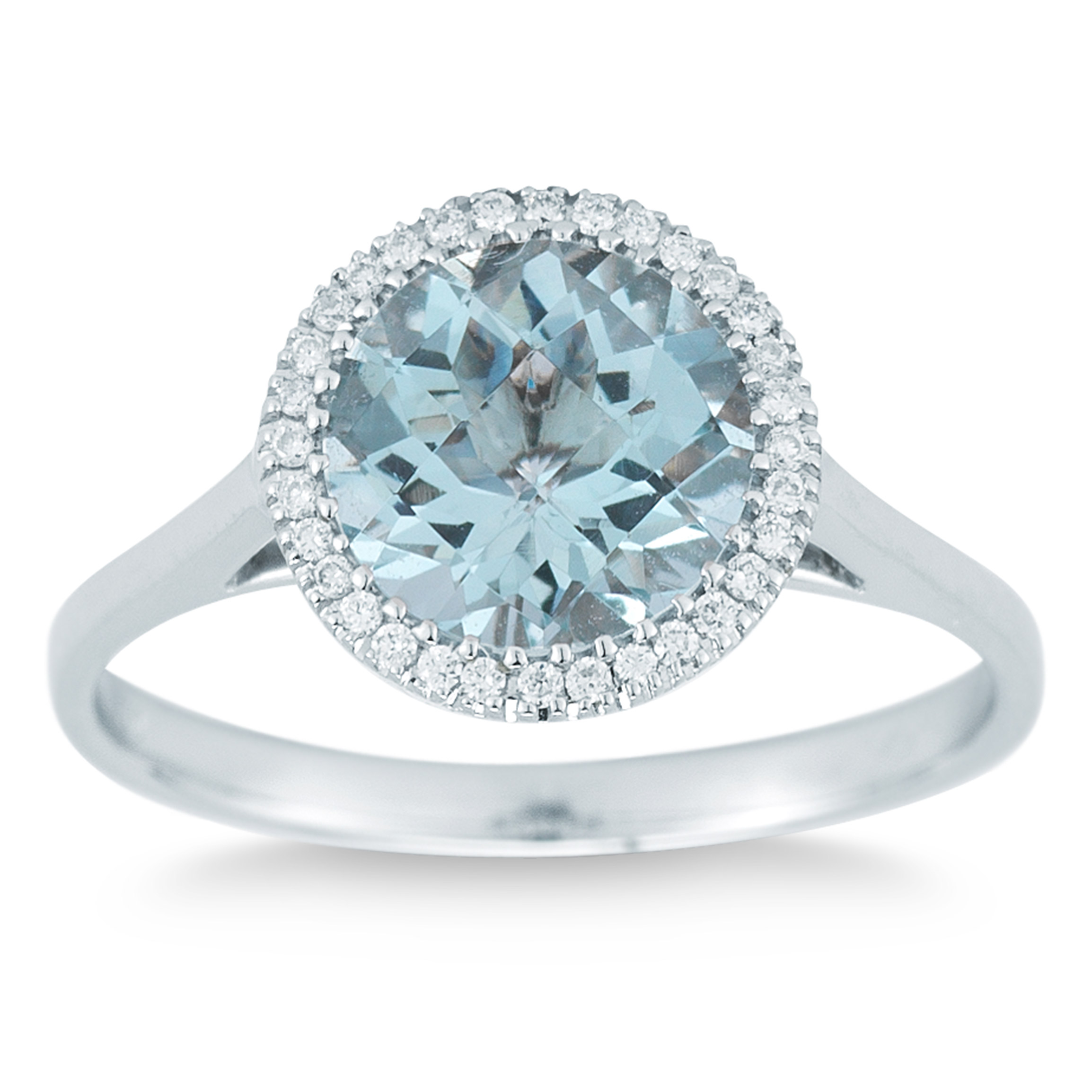 Round Aquamarine and Diamond Ring (0.09 ctw) | Costco
