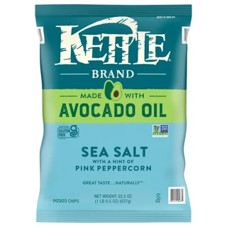 KETTLE SEA SALT PEPPERCORN AVOCADO OIL CHIPS 22.5 OUNCES