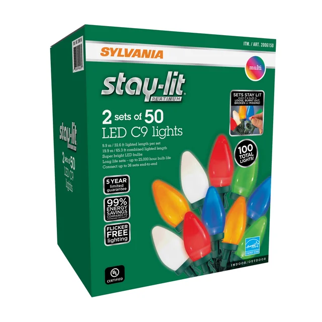 Sylvania Stay-lit C9 LED Light Set, 2-pack