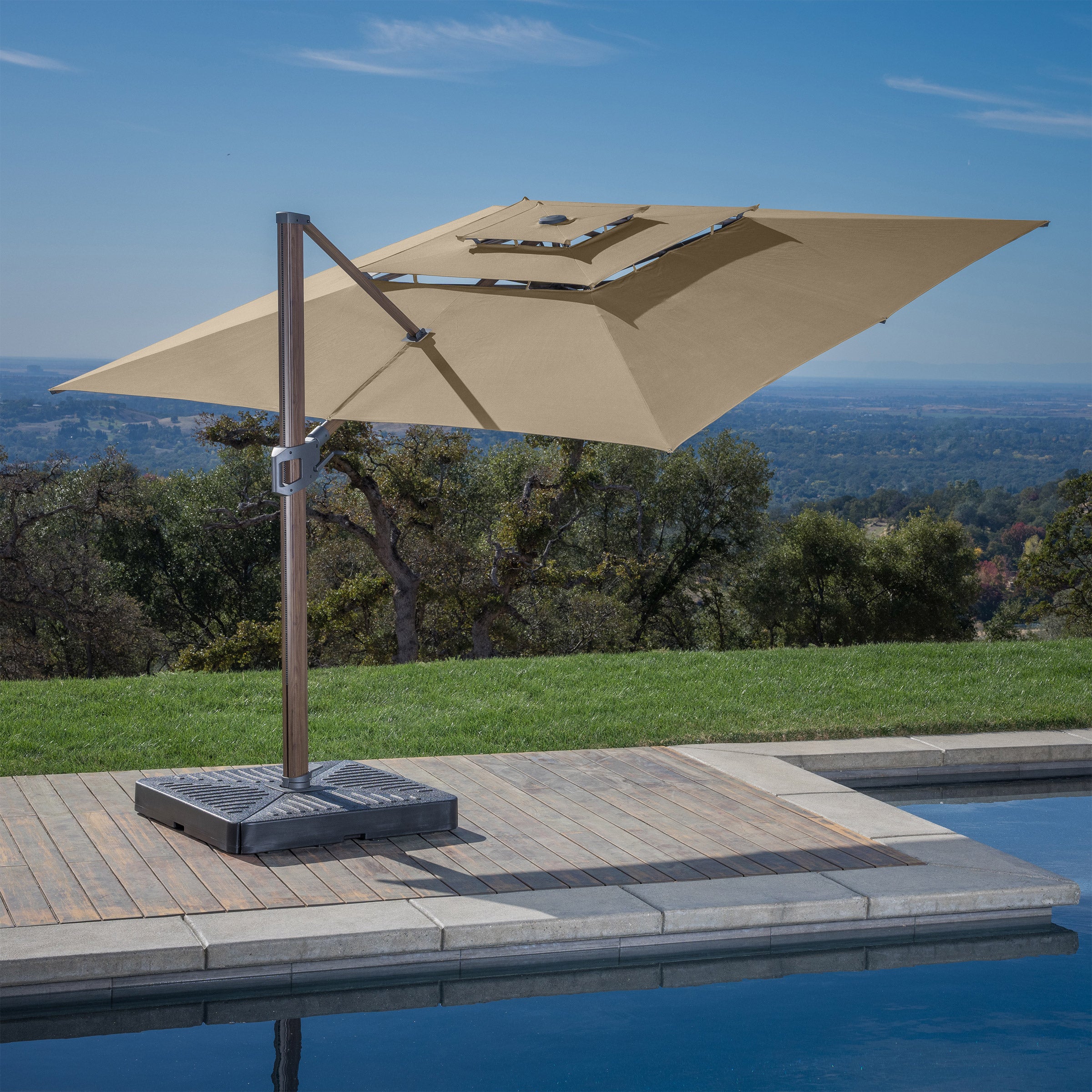 SunVilla 12 ft. Square 3-Tier Cantilever Umbrella | Costco, image size:2400x2400