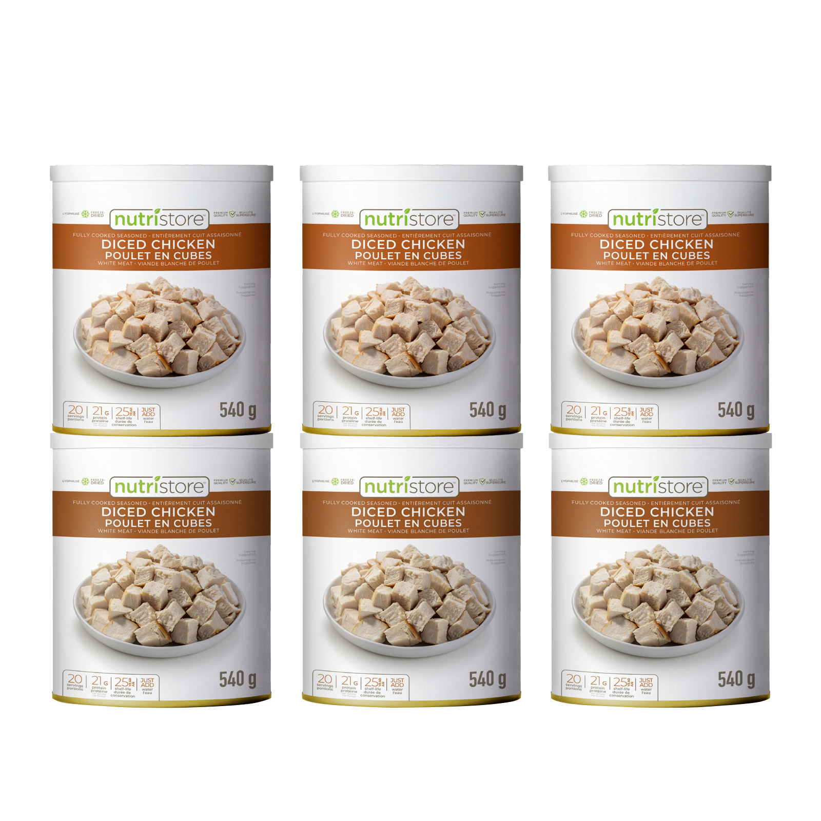 Nutristore Freeze-dried Diced Chicken, 6 × 540 g 