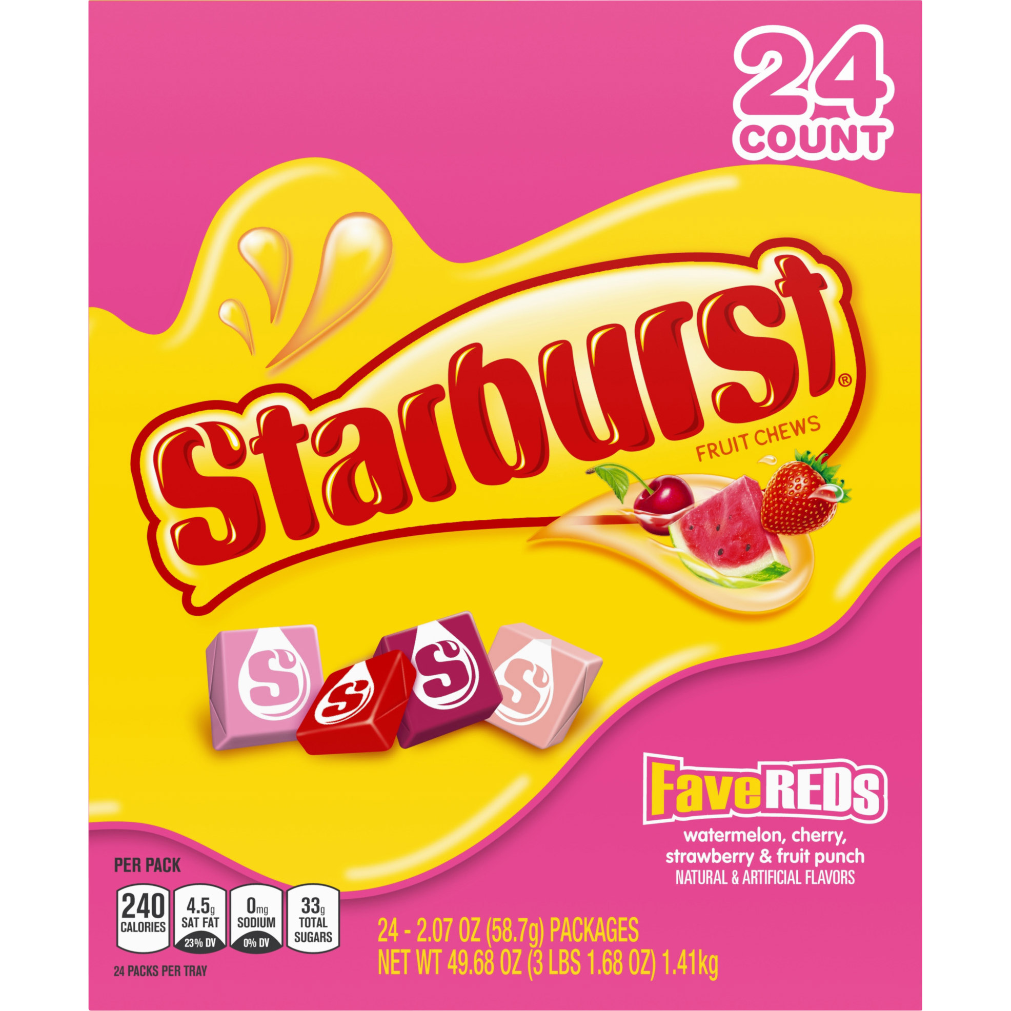 Starburst FaveREDs Chewy Candy  Full Size  2.07 oz  24-count