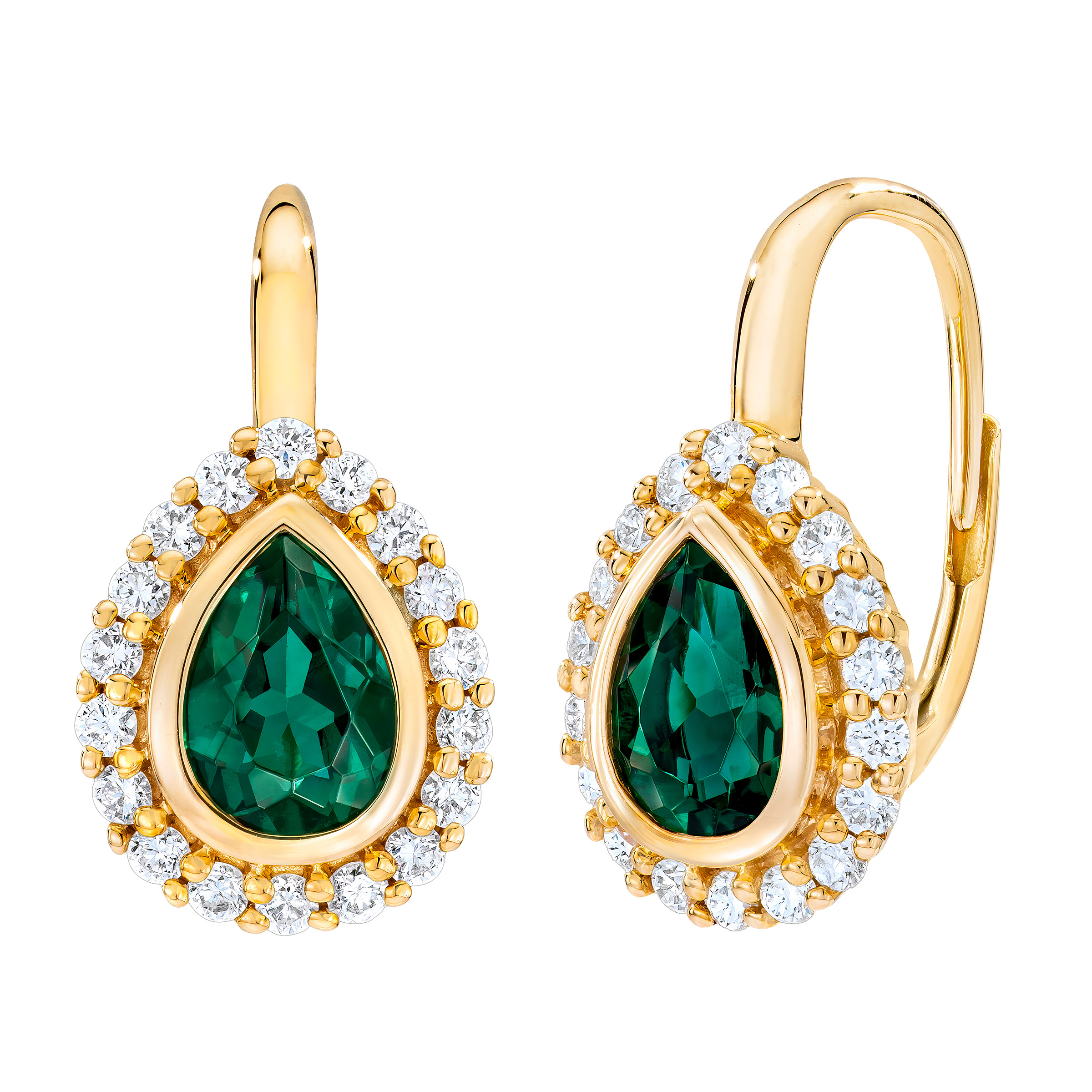 Pear Cut Lab Created Emerald and Diamond Earrings (0.45 ctw)