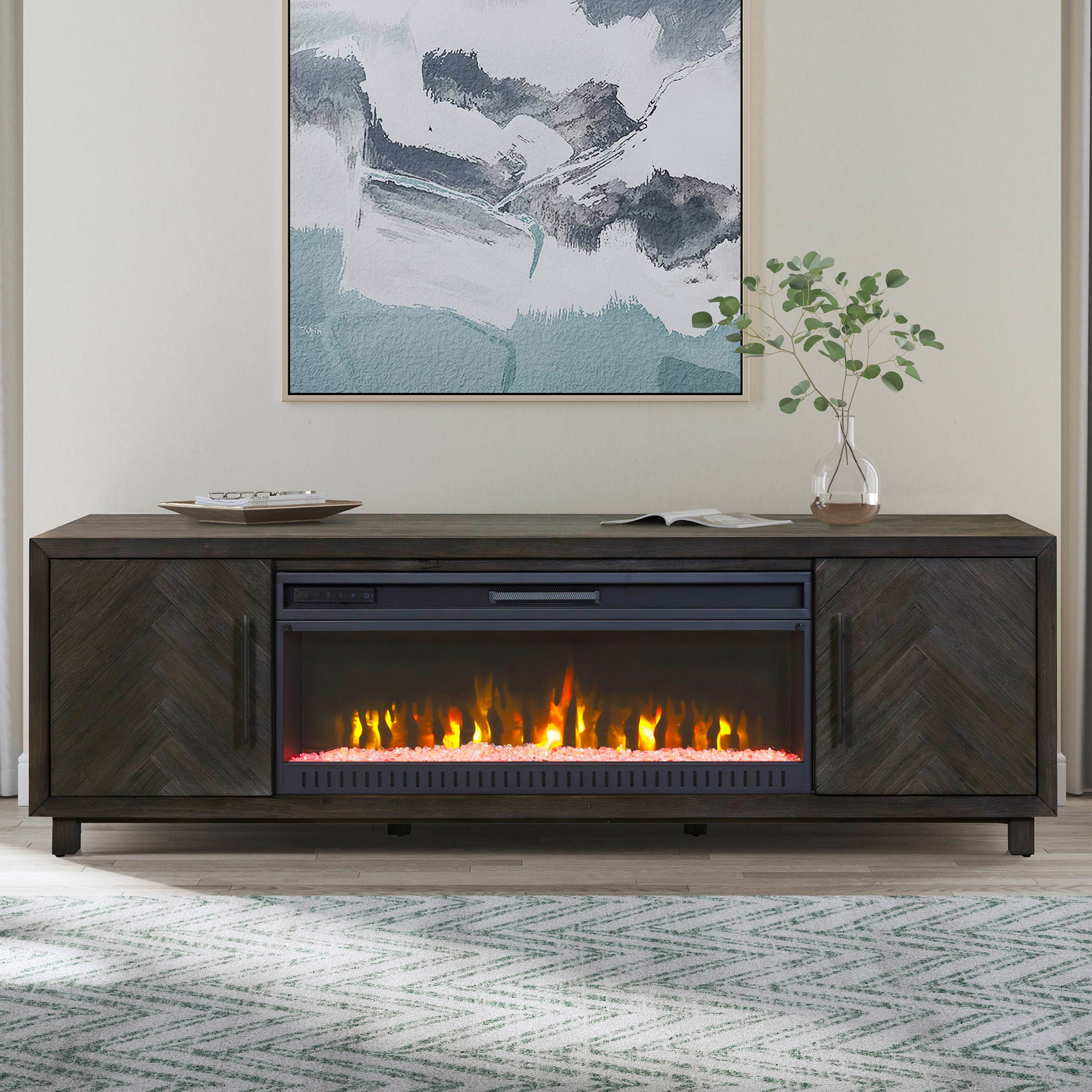 Parker 80” TV Console with Electric Fireplace