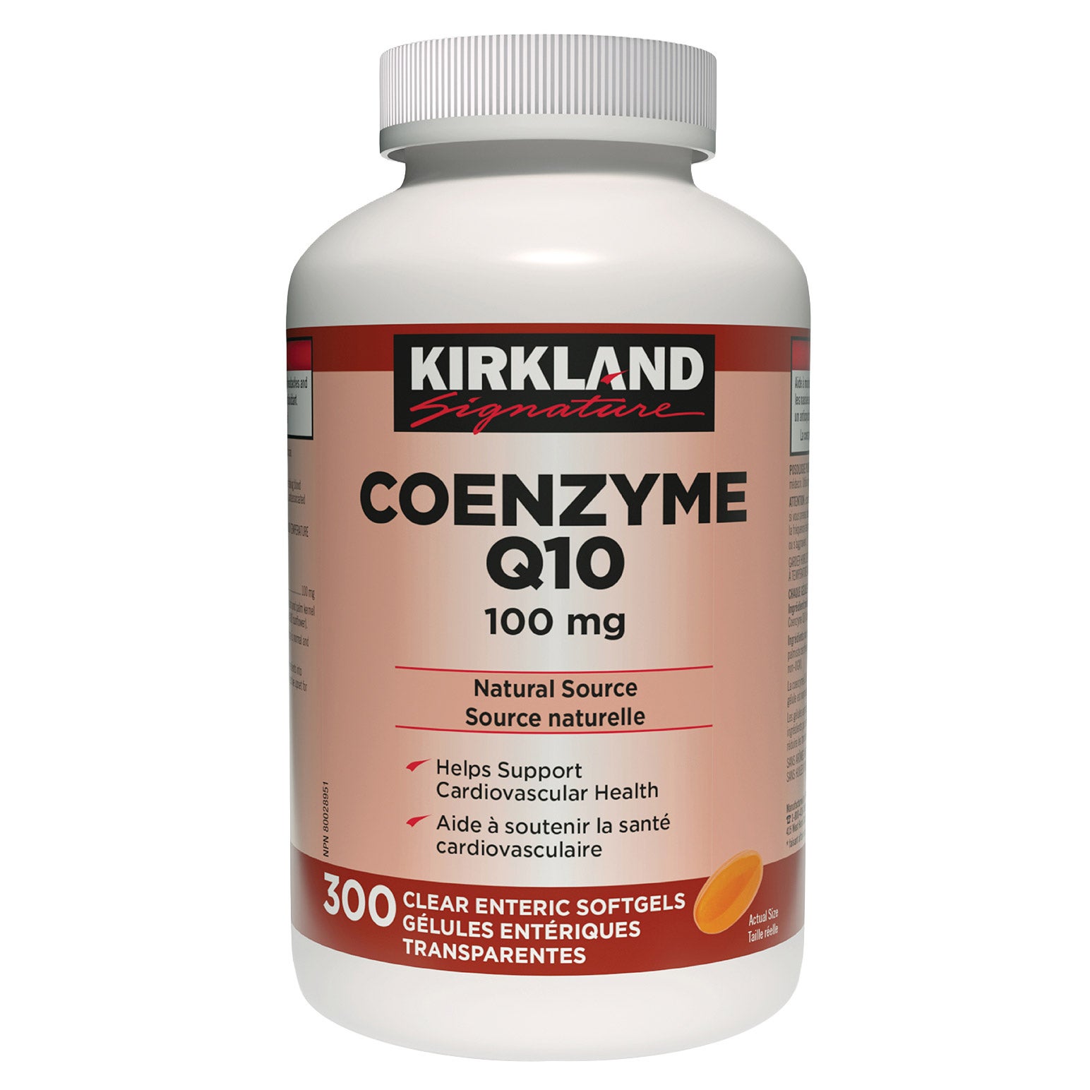 Kirkland Signature Coenzyme Q10 100 mg, 300 Clear Enteric Softgels 