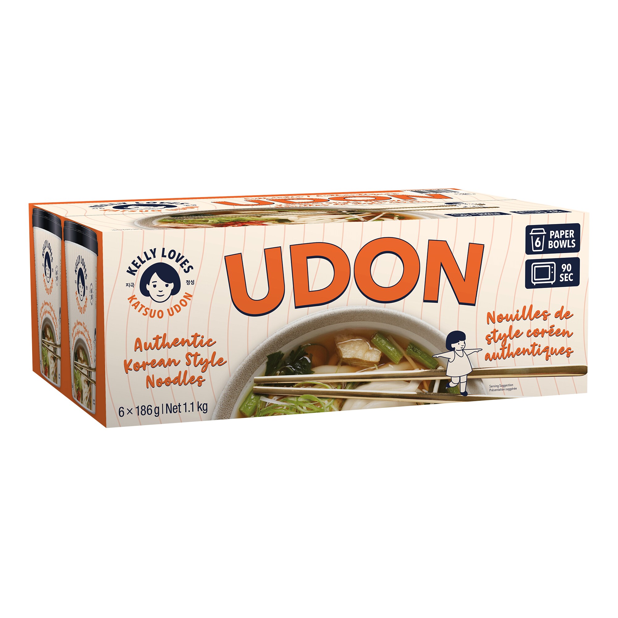 Kelly Loves Katsuo Udon Noodle Cups,  6 x 186 g