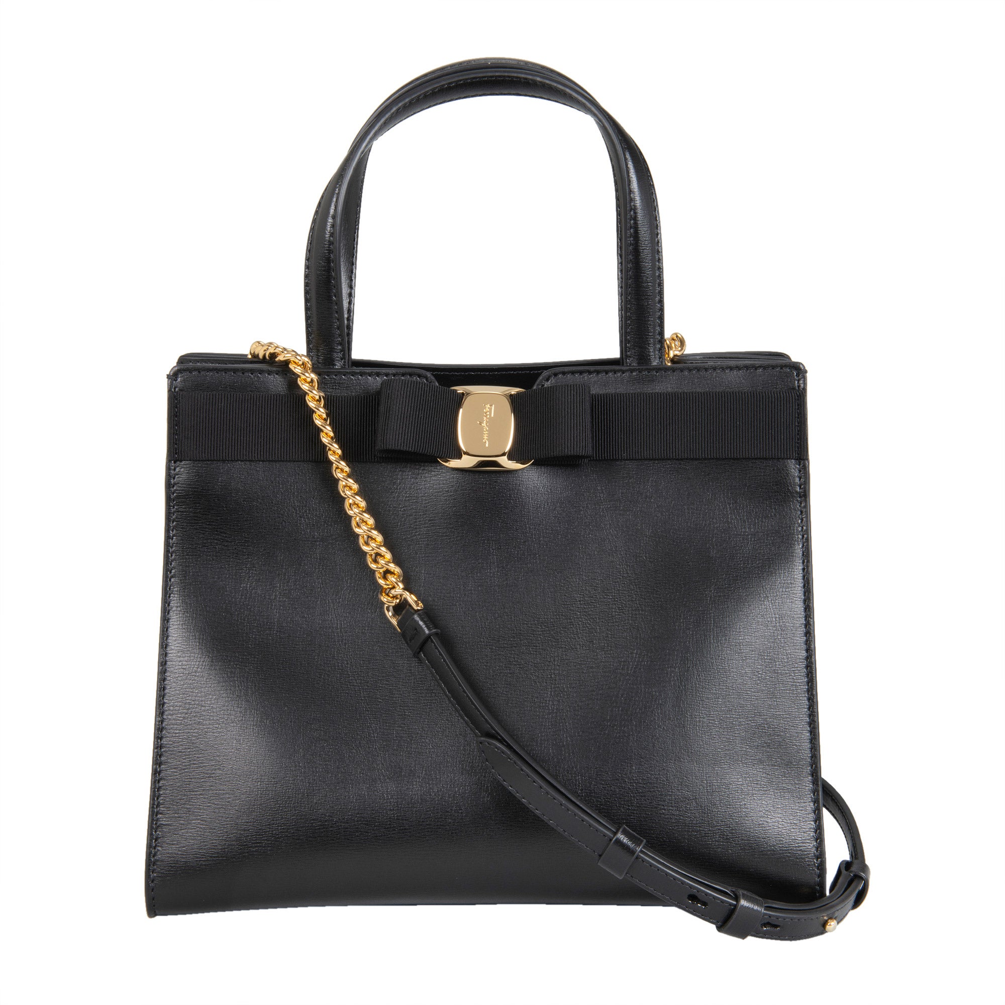 Ferragamo Vara Bow Top Handle Bag, Black | Costco