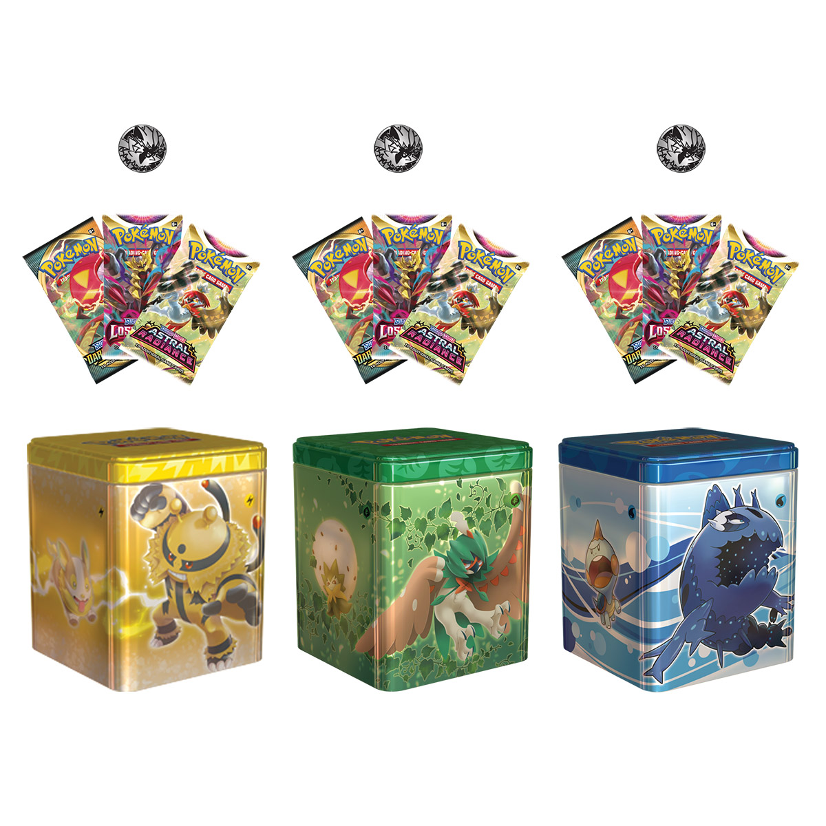 Pokémon 3 Pack Stacking Tins with Booster Packs