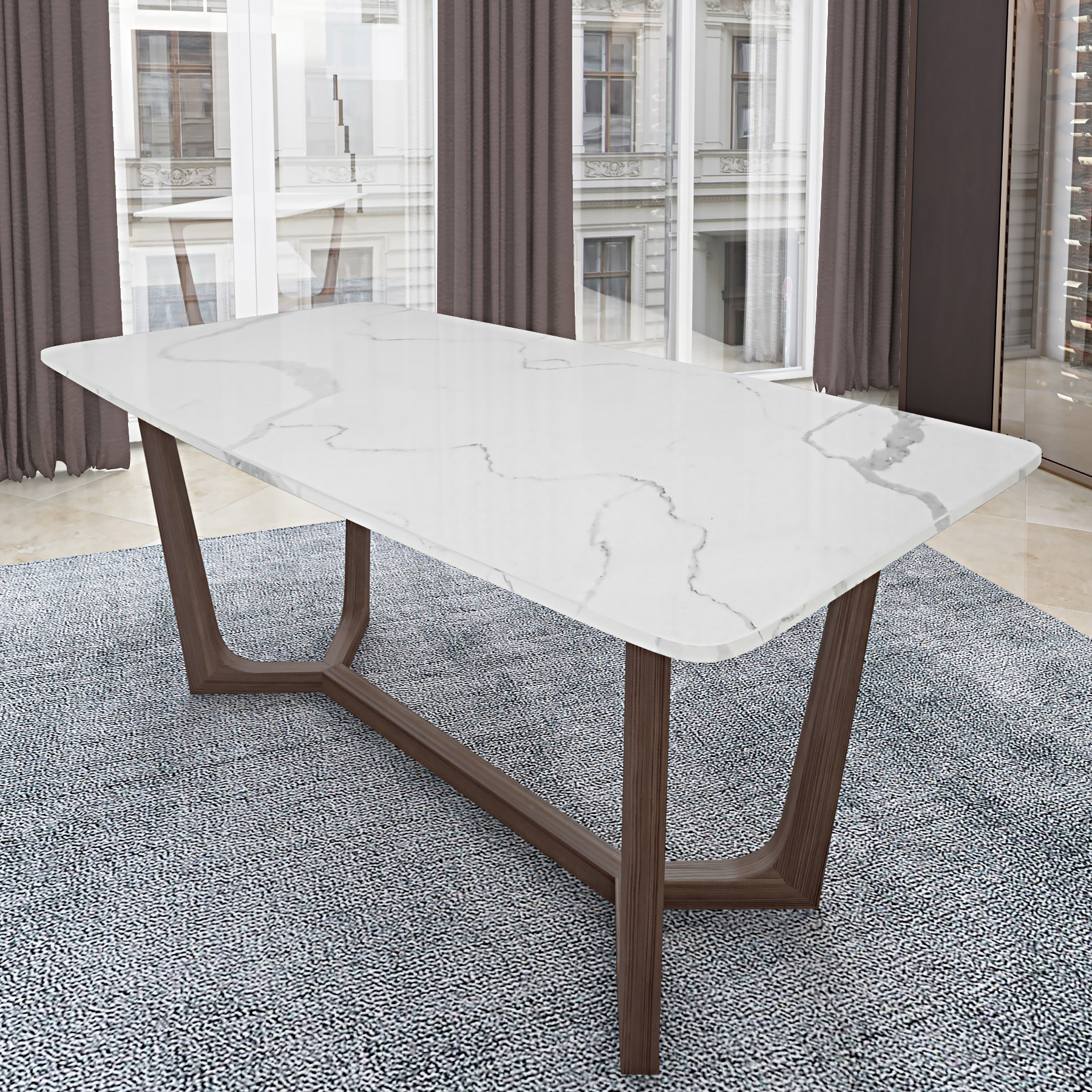 Adelaide Solid Quartz Dining Table, 182.9 cm (72 in.)