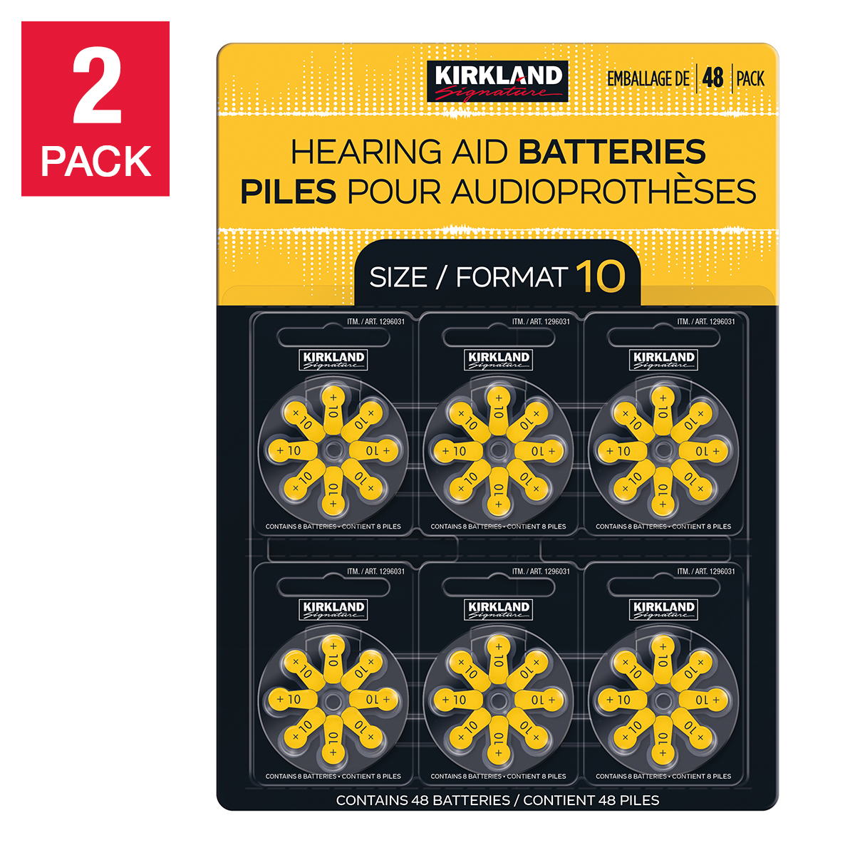 Kirkland Signature Hearing Aid Batteries Mercury Free, 2 Pack of 48