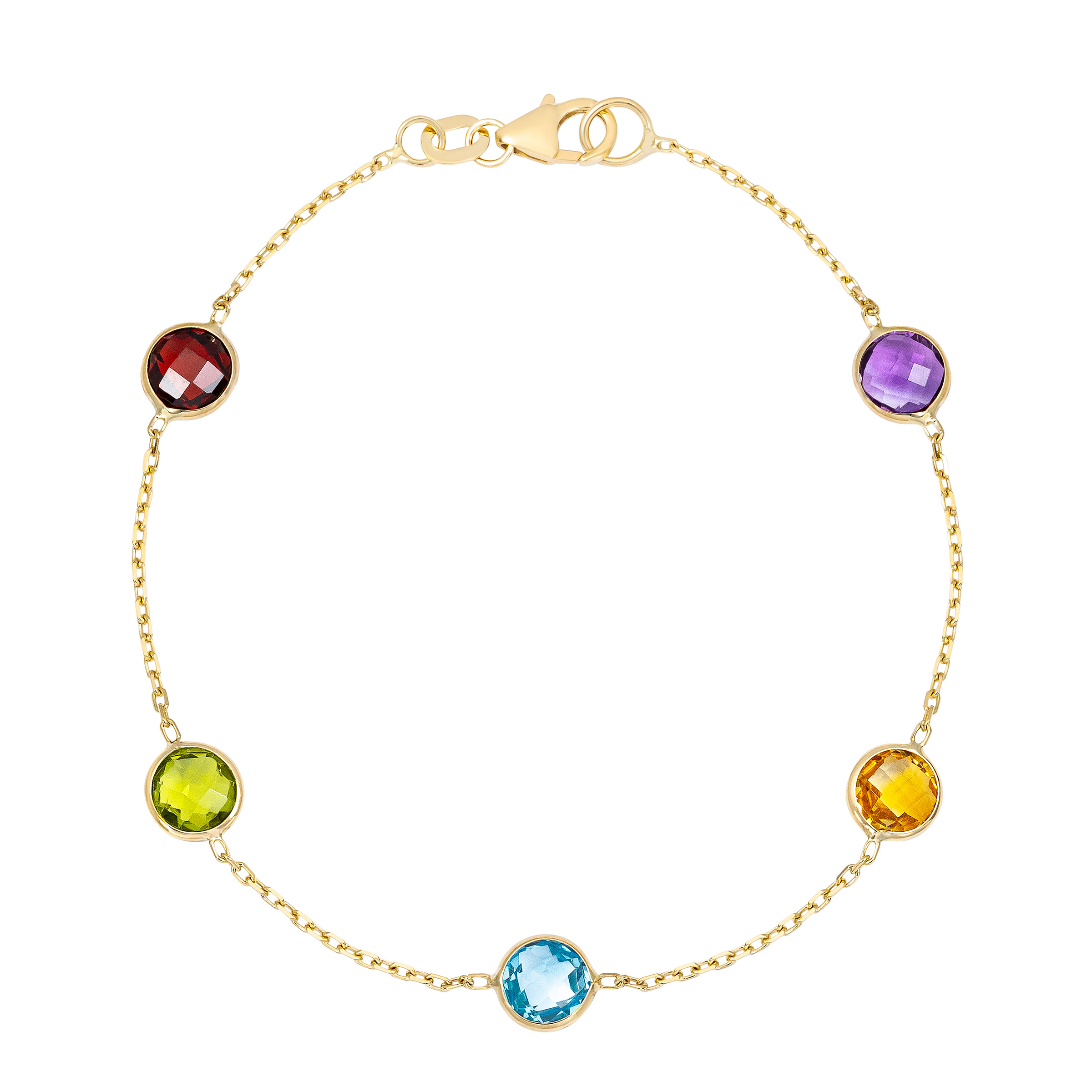 Round Cut Multi-stone Bracelet in Yellow Gold