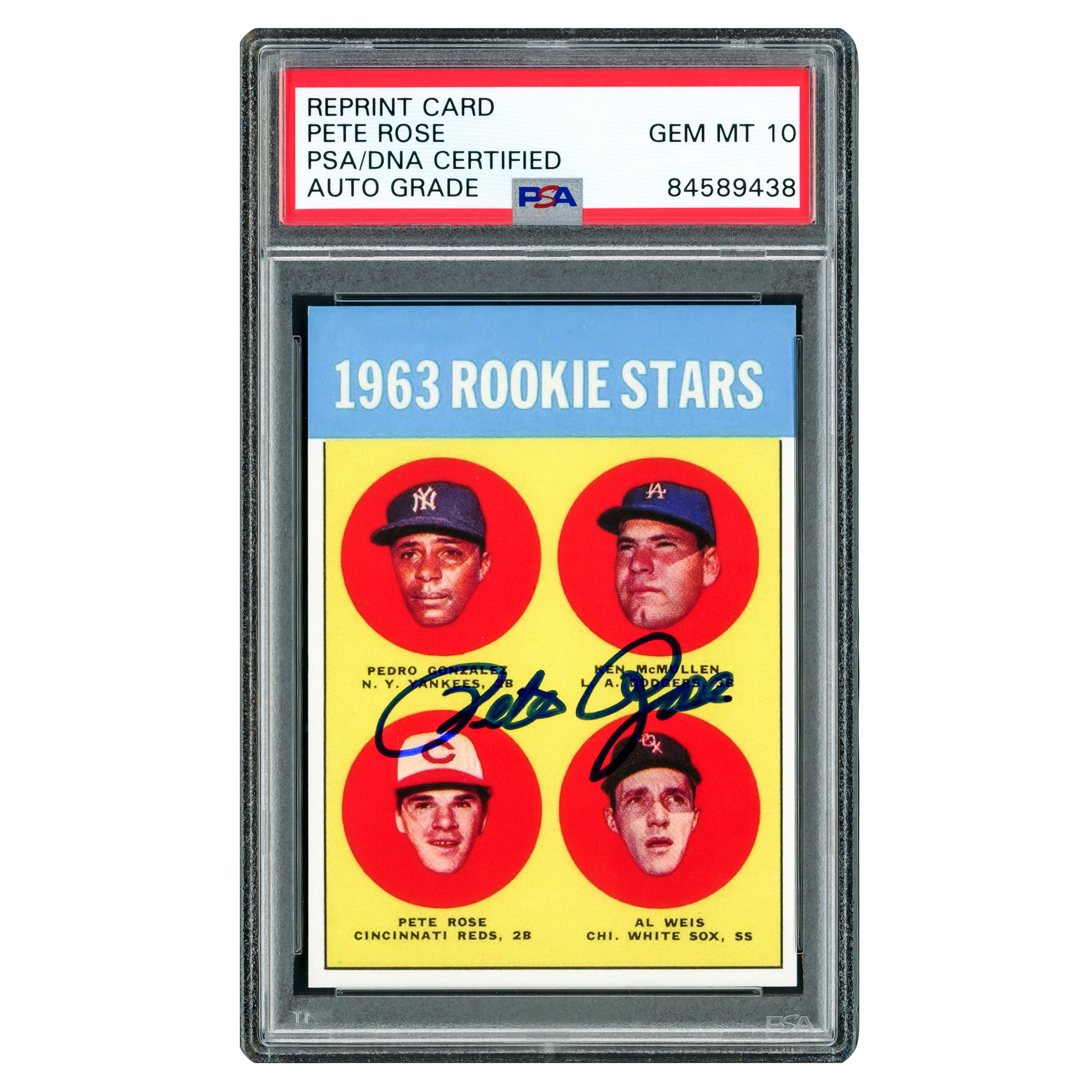 Pete Rose Autographed 1963 Topps Rookie Reprint Card #537 Cincinnati Reds - PSA/DNA Authenticated