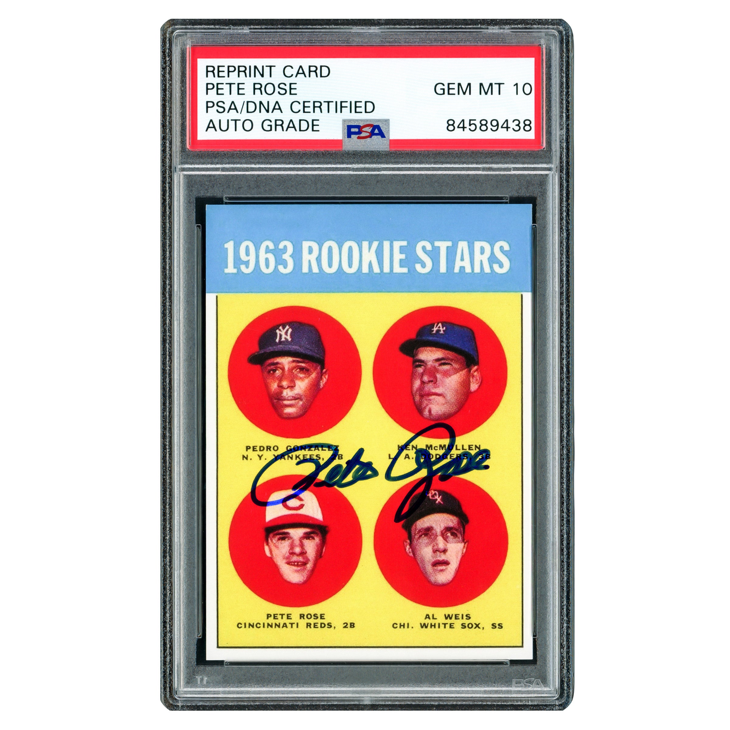 Pete Rose Autographed 1963 Topps Rookie Reprint Card #537