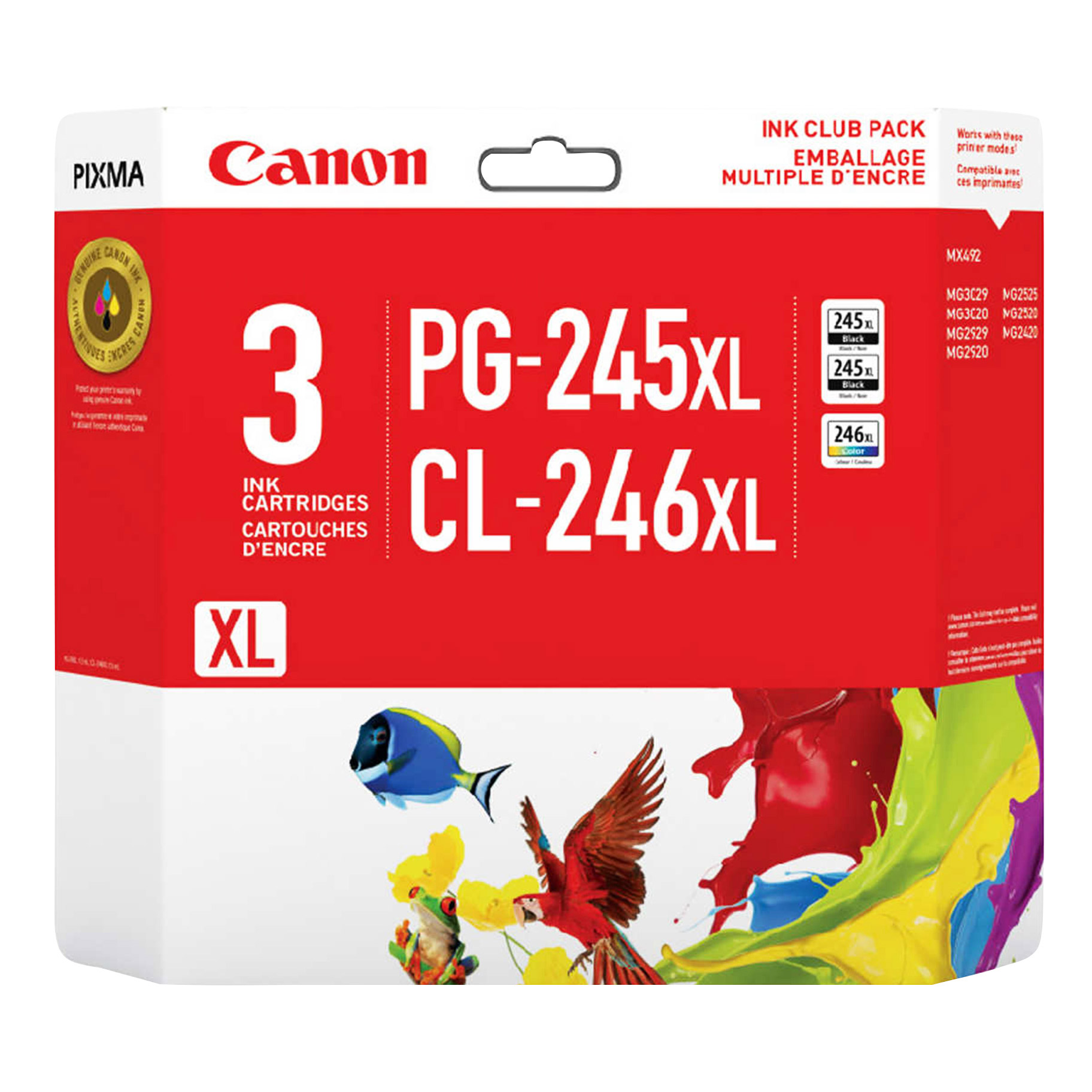 Canon PG-245XL Black and CL-246XL Colour Ink Cartridge (8278B018) 3-pack