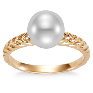 Freshwater Cultured 8-8.5mm Pearl 14kt Yellow Gold Ring, Size 7