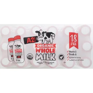 A2 Organic Whole Milk, 8 fl oz, 18-count