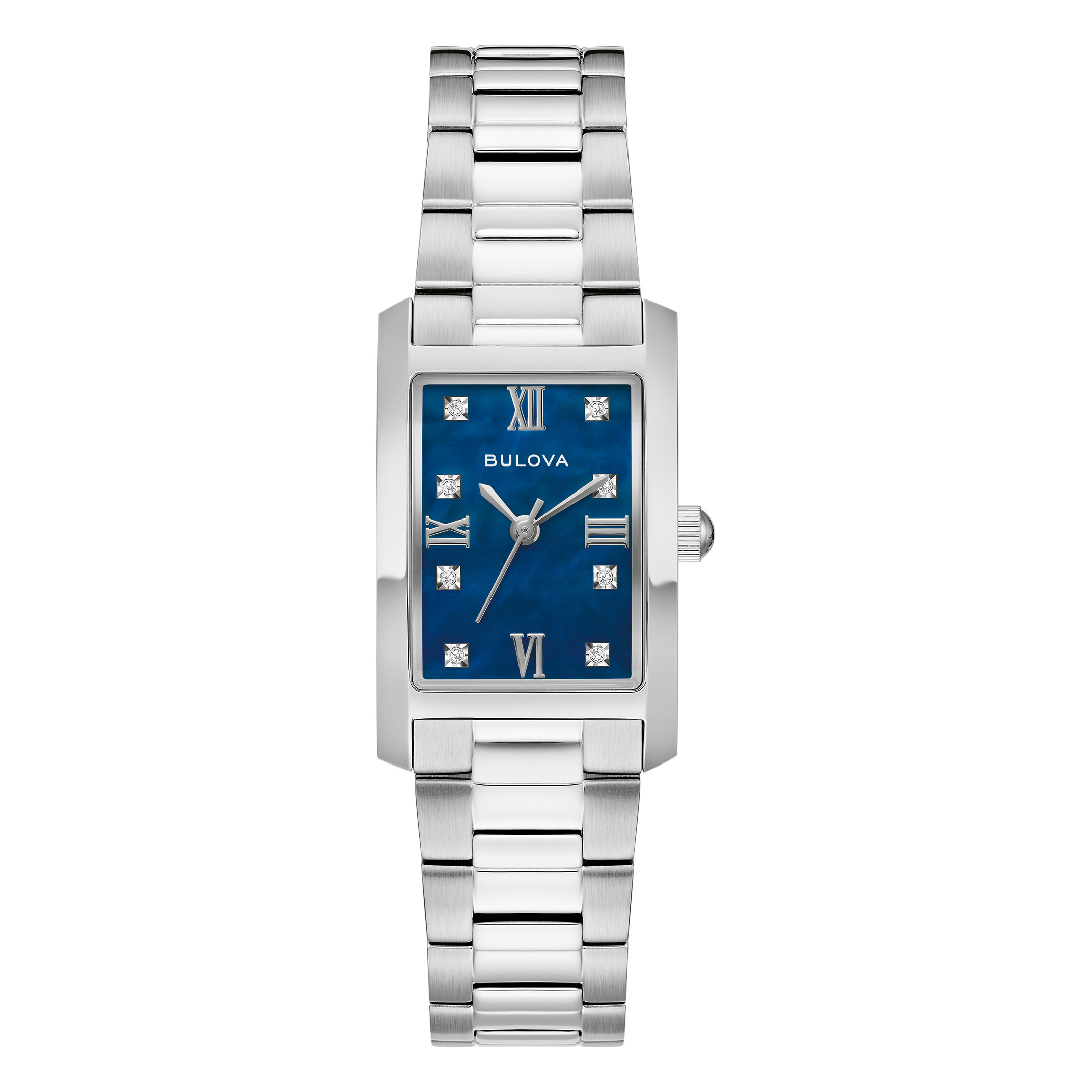 Bulova Classic Stainless Steel Diamond Rectangle Blue Dial  display picture 1