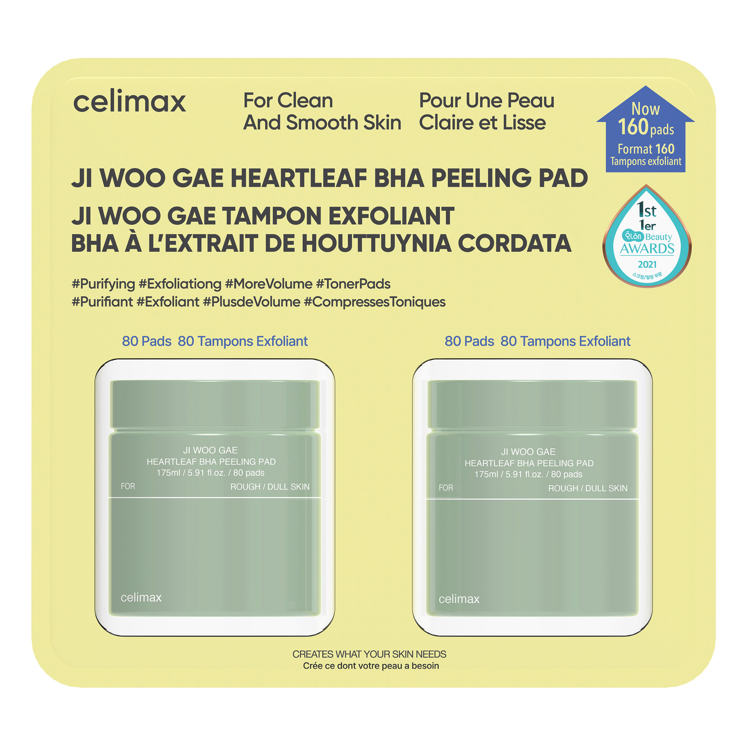 Celimax Ji Woo Gae Heartleaf BHA Peeling Pad, 2 x 80 pads
