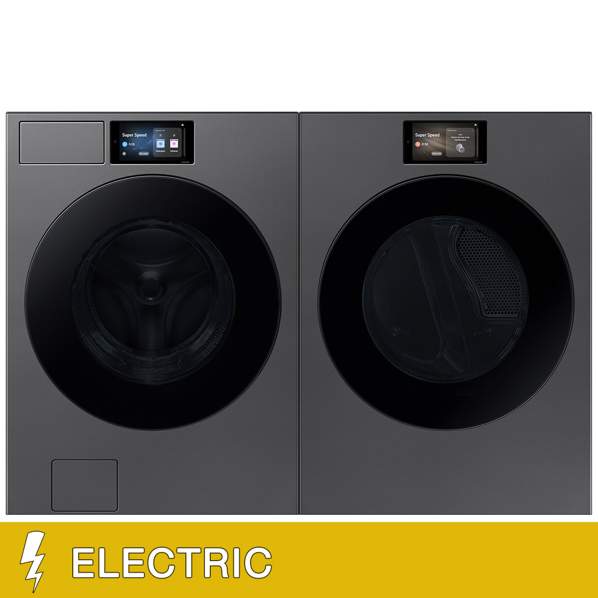 Samsung 5.3 cu. ft. Bespoke AI Front Load Ultra Capacity Washer and 7.6 cu. ft. Bespoke AI Ultra Capacity Front Load ELECTRIC Dryer with AI Home 