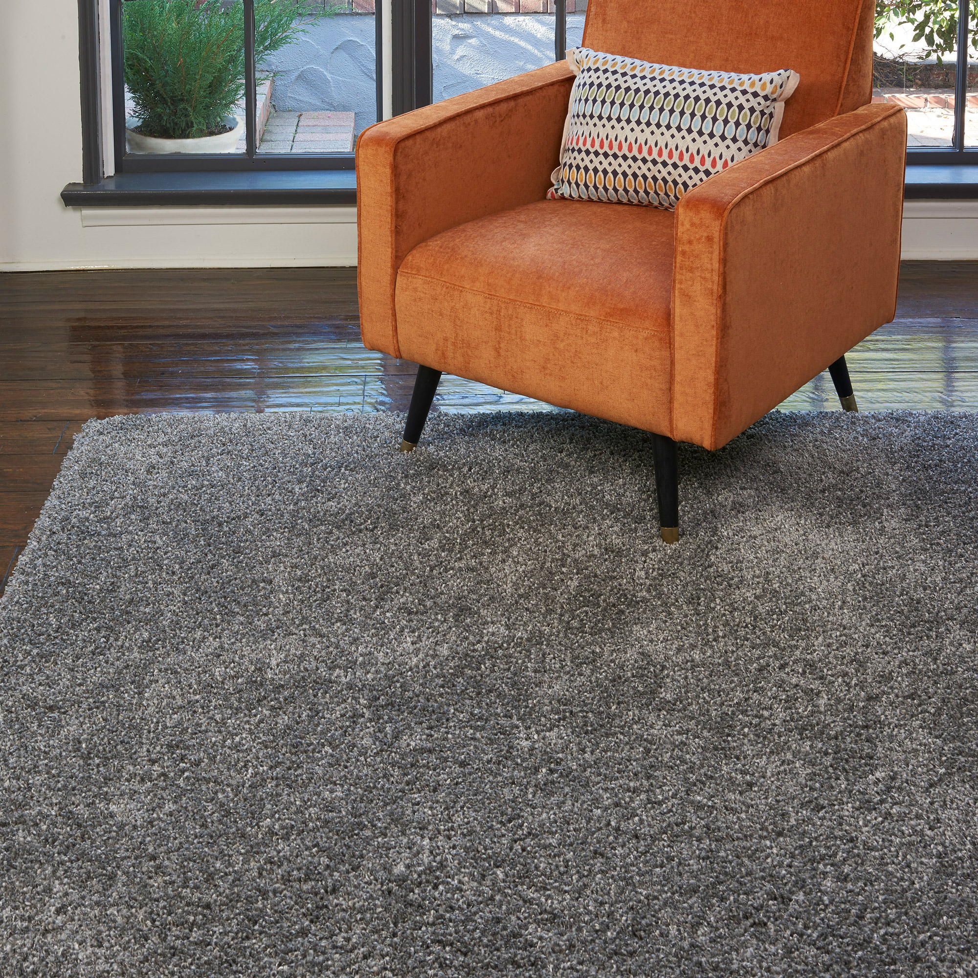 Thomasville Rialto 55 Luxury Gray Shag Rug, 9'5