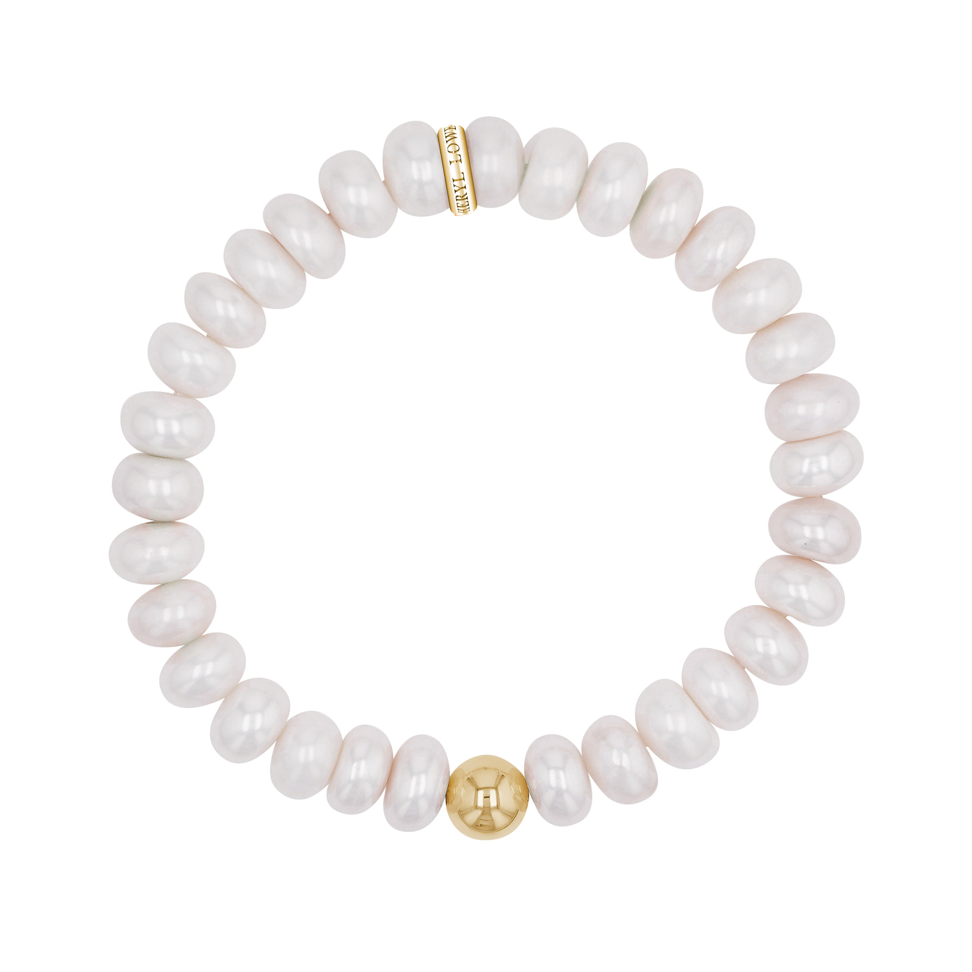 Sheryl Lowe White Pearl Beaded Bracelet w/14kt Smooth Round Bead