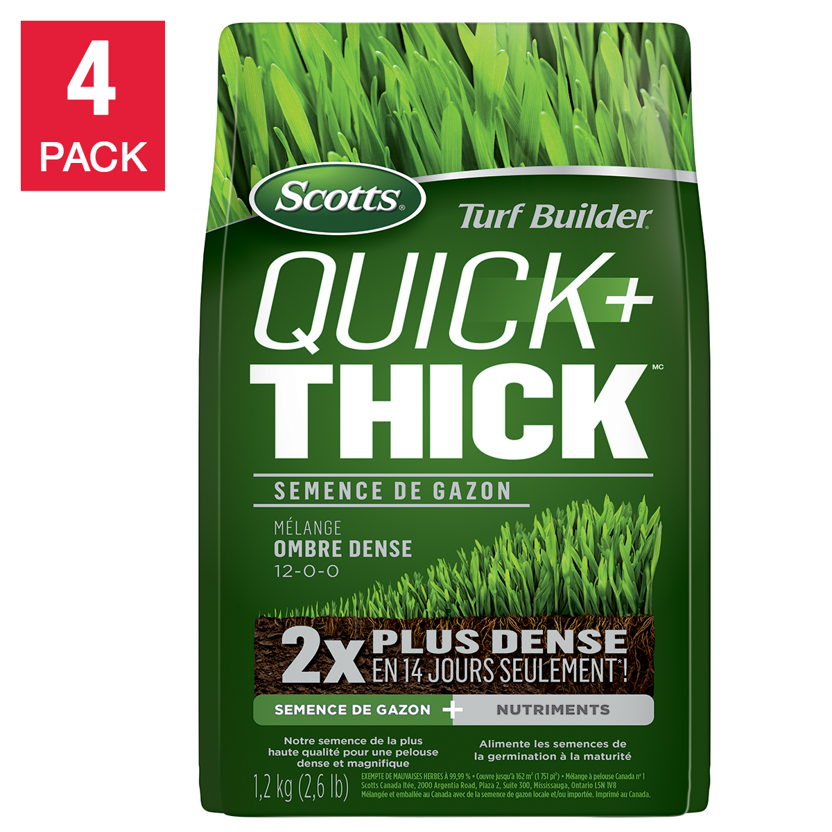 Scotts Turf Builder Quick + Thick Grass Seed Shade  1.2kg (4-Pack)