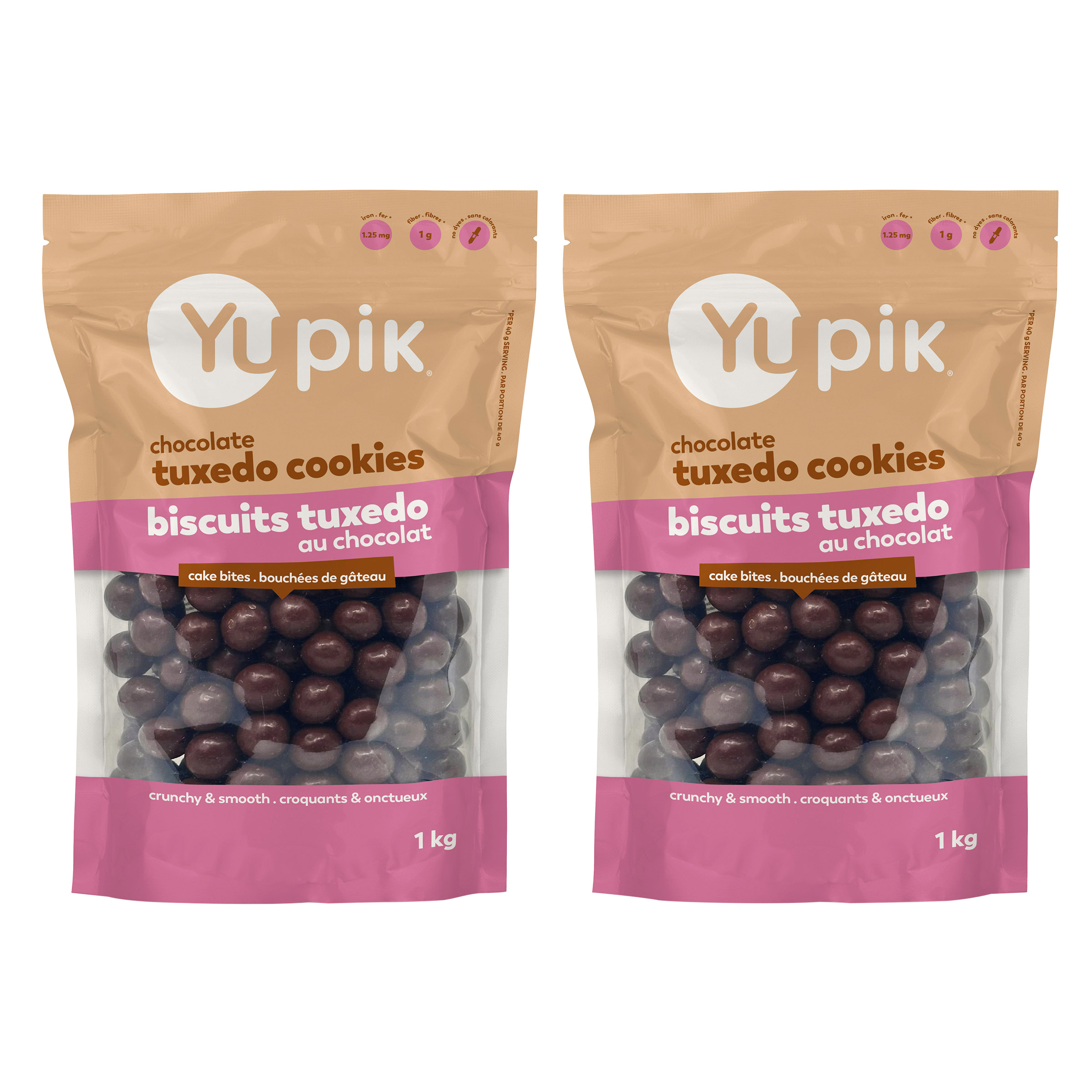 Yupik Chocolate Tuxedo Cookies Cake Bites, 2 × 1 kg