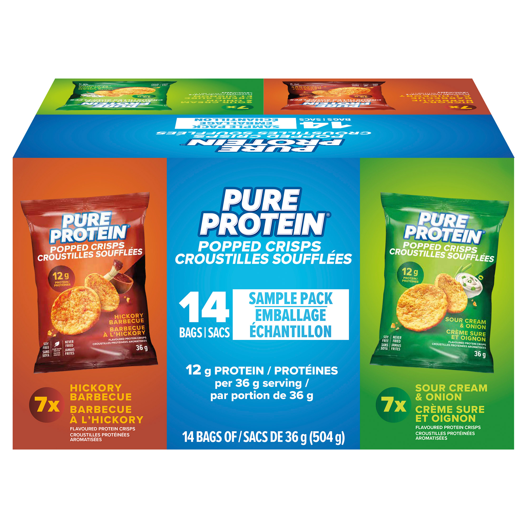 Pure Protein Popped Crisps, Variety Pack, 14 × 36 g