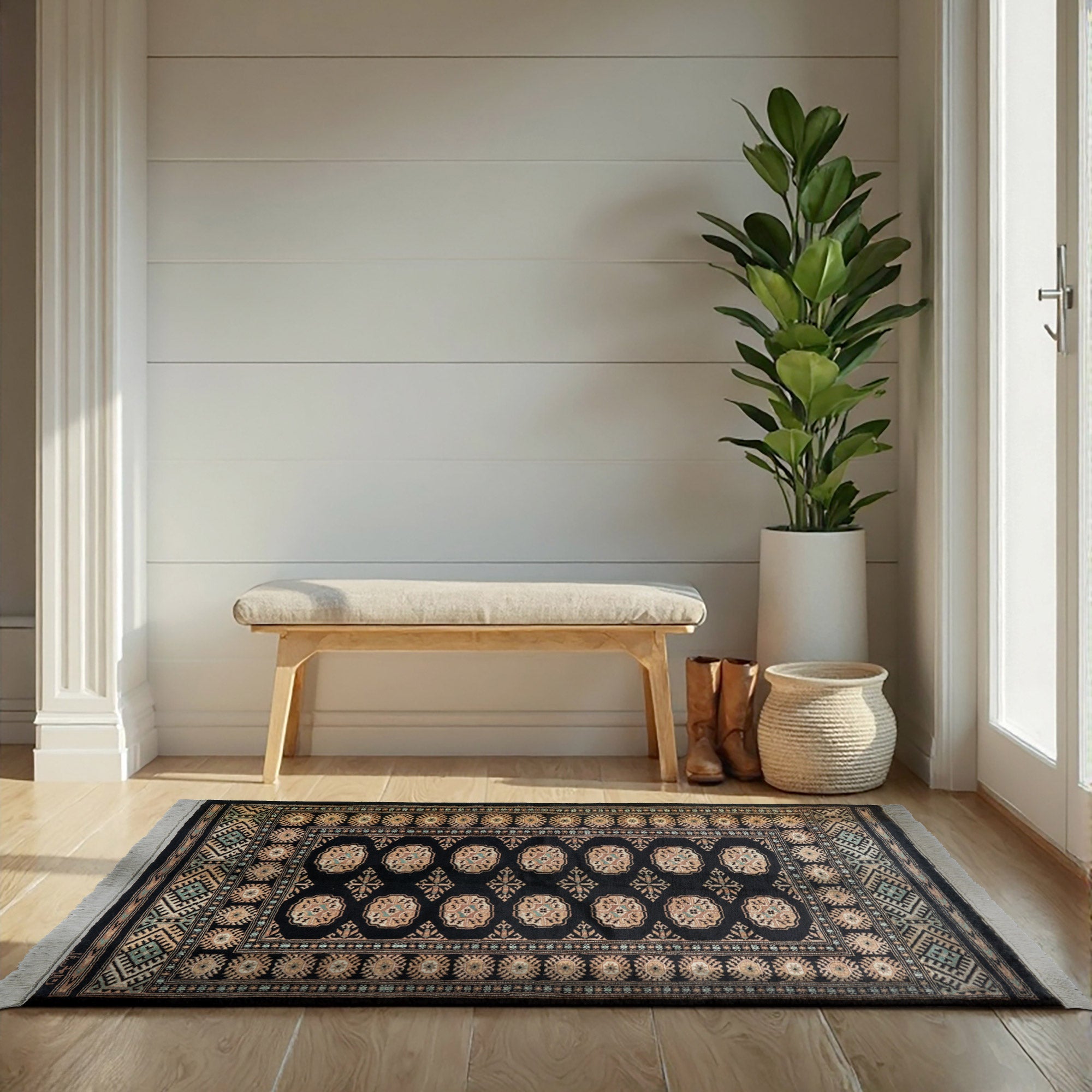 Pakistani Hand Knotted Rug Collection, Classic Bukhara Donegal