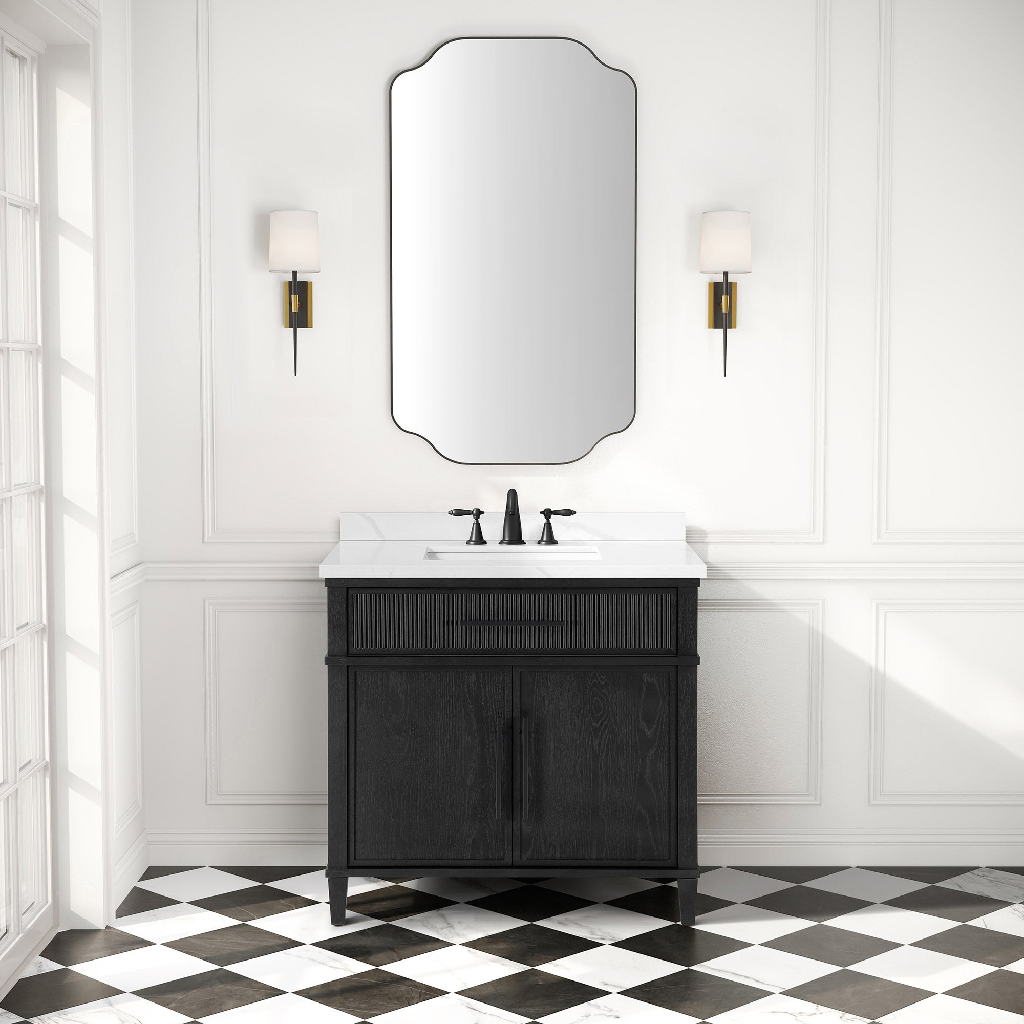 Loxley Rowe Atlas Vanity with Quartz Top in Black Matte Oak | Costco
