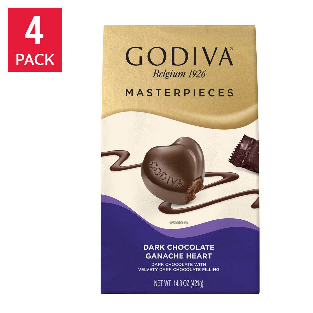 Godiva Dark Chocolate Ganache Hearts, 4-pack, 59.2 oz. Total | Costco